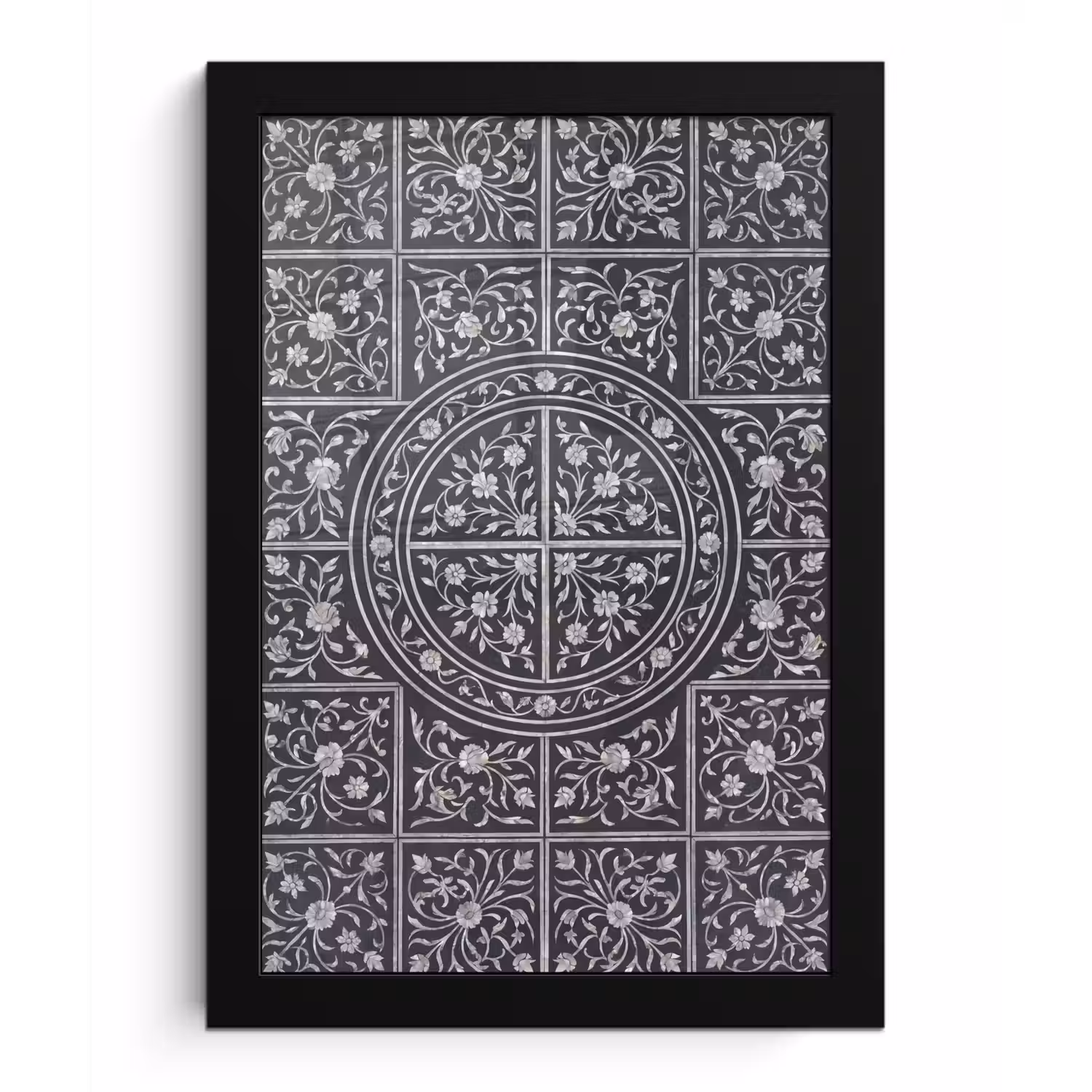 Patroon - Bloemmotief - Decoratie - Klassiek - Zwart fotolijst zwart zonder passe partout klein -3d