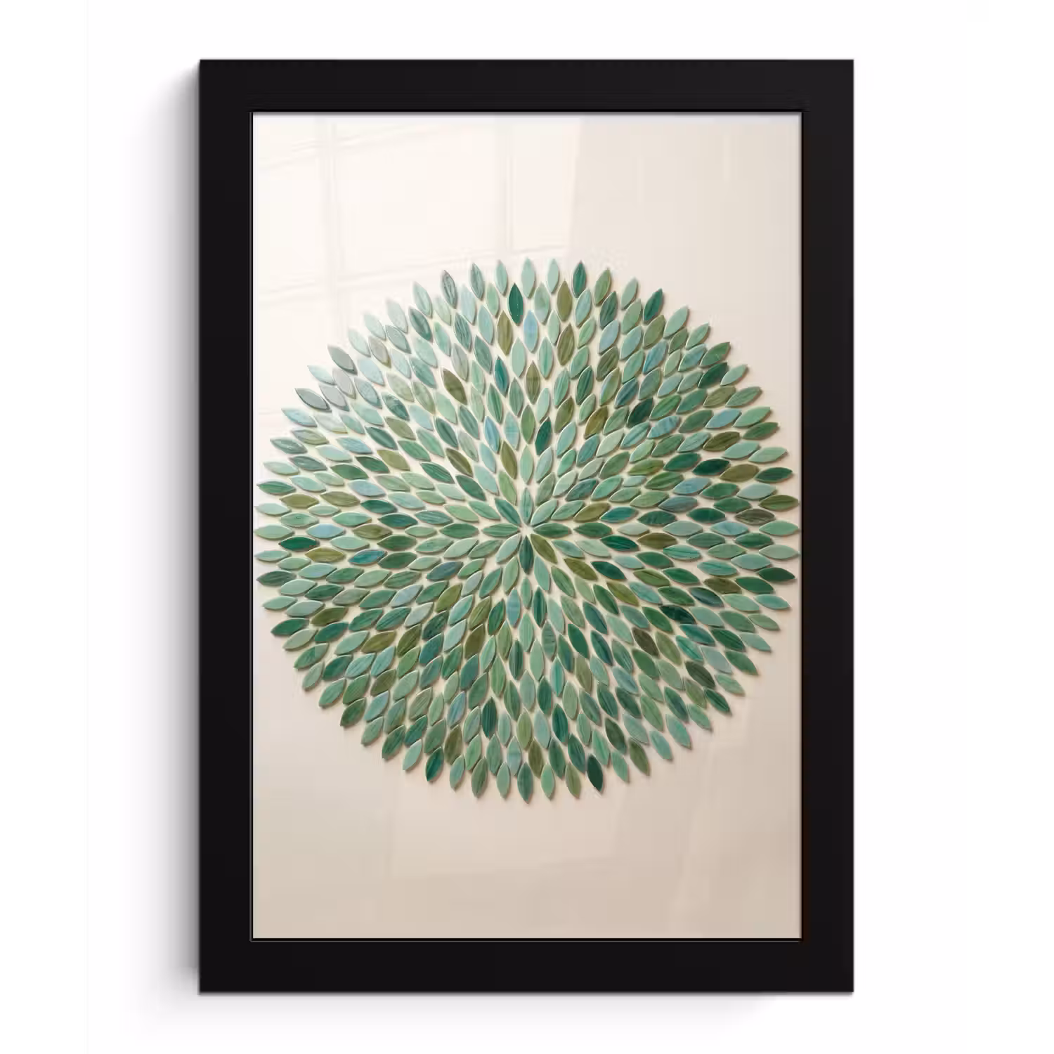 Patroon - Blad - Groen - Abstract fotolijst zwart zonder passe partout klein -3d