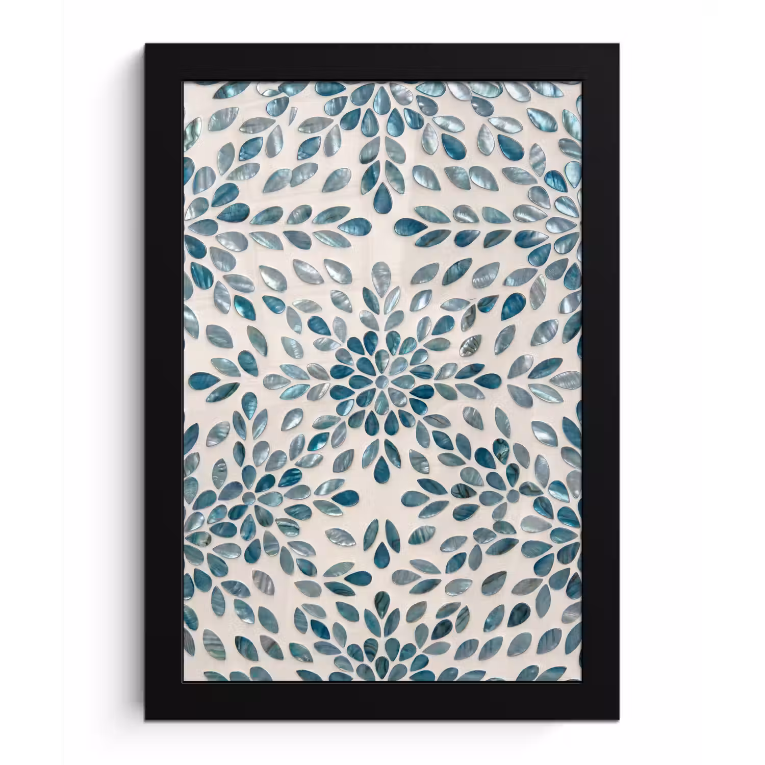 Patroon - Bladeren - Abstract - Modern - Turquoise fotolijst zwart zonder passe partout klein -3d