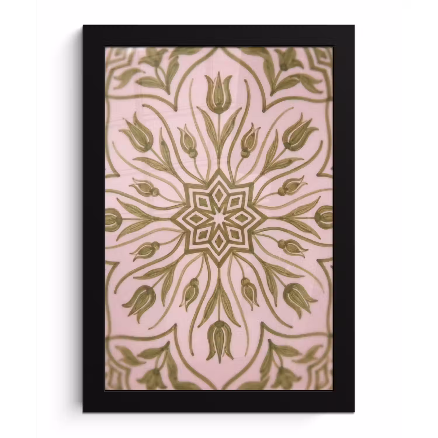 Patroon - Mandala - Decoratie - Abstract - Groen fotolijst zwart zonder passe partout klein -3d