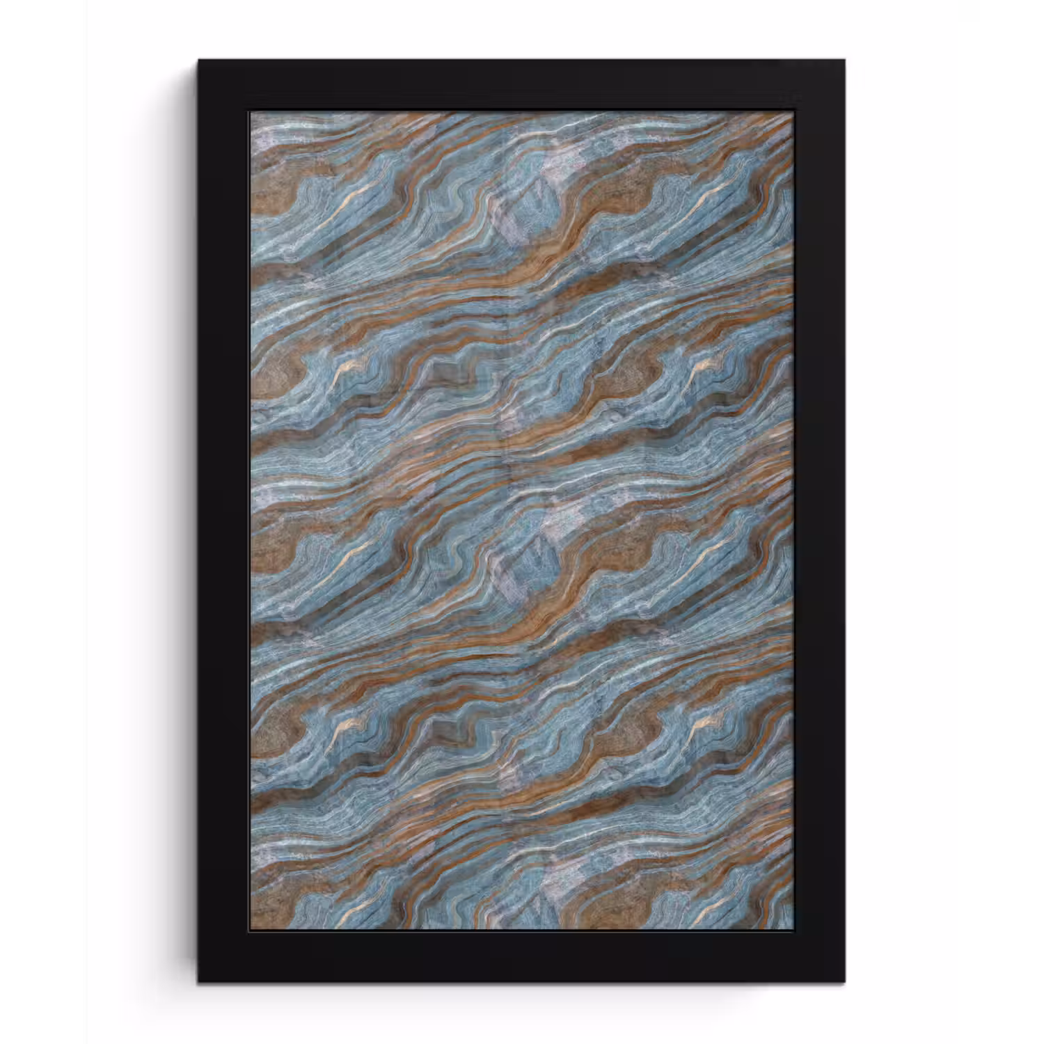 Patroon - Steen - Blauw fotolijst zwart zonder passe partout klein 224 -3d