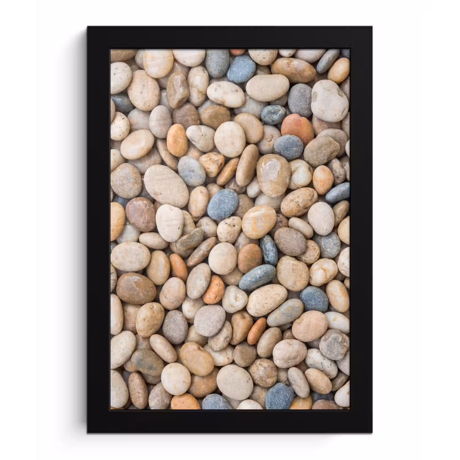 Kiezelstenen - Natuur - Textuur - Beige - Grijs fotolijst zwart zonder passe partout klein -3d
