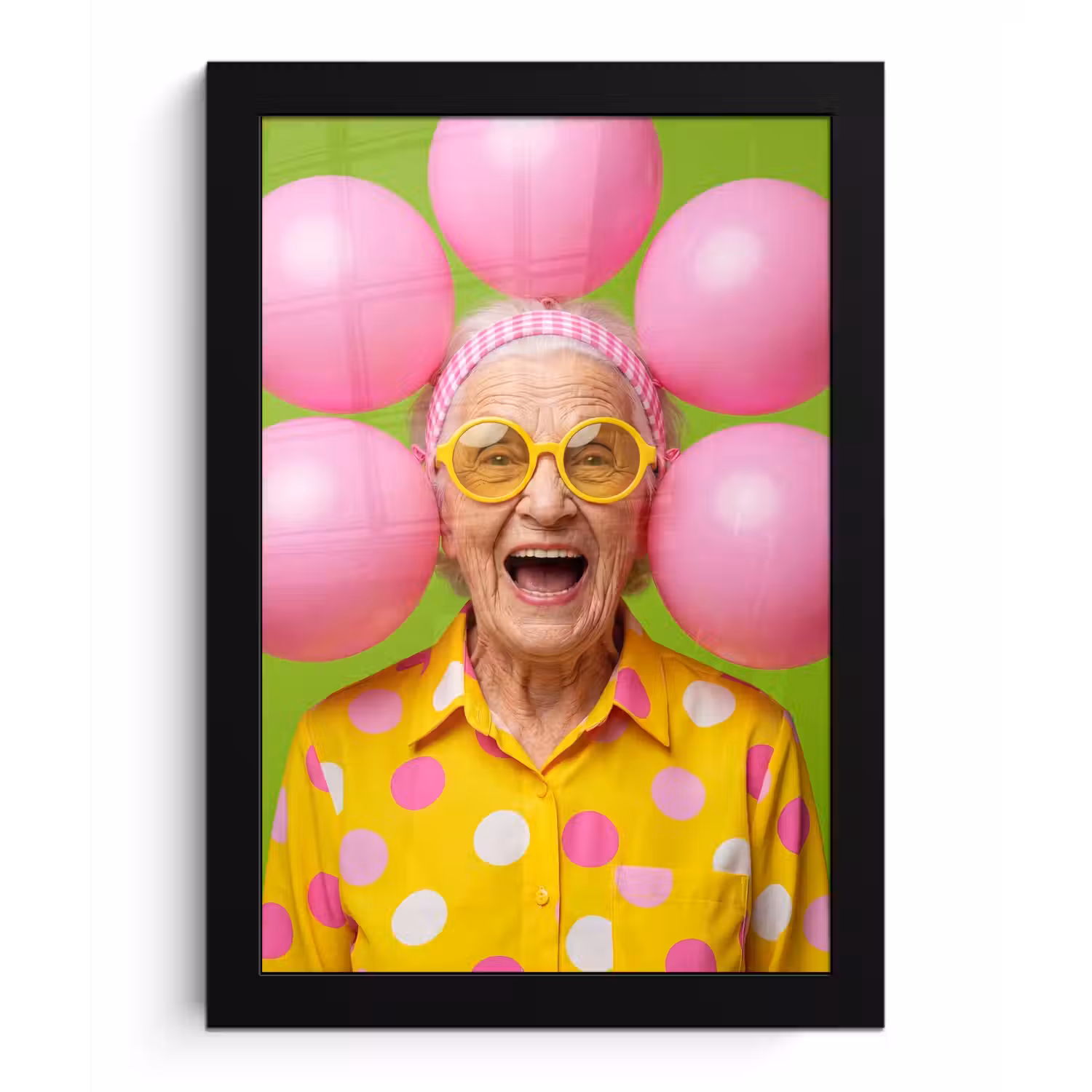 Mens - Ballonnen - Feest - Kleurrijk - Roze fotolijst zwart zonder passe partout klein -3d