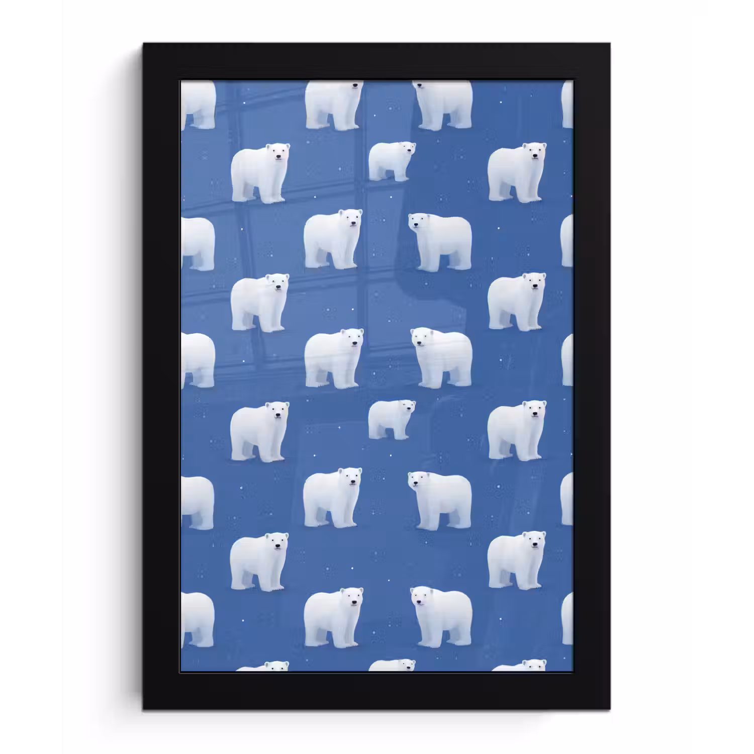 IJsbeer - Patroon - Blauw fotolijst zwart zonder passe partout klein 224 -3d