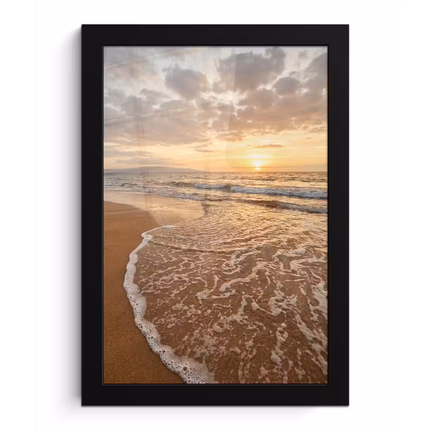 Zee - Kustlijn - Wolken - Landschap - Oranje fotolijst zwart zonder passe partout klein -3d