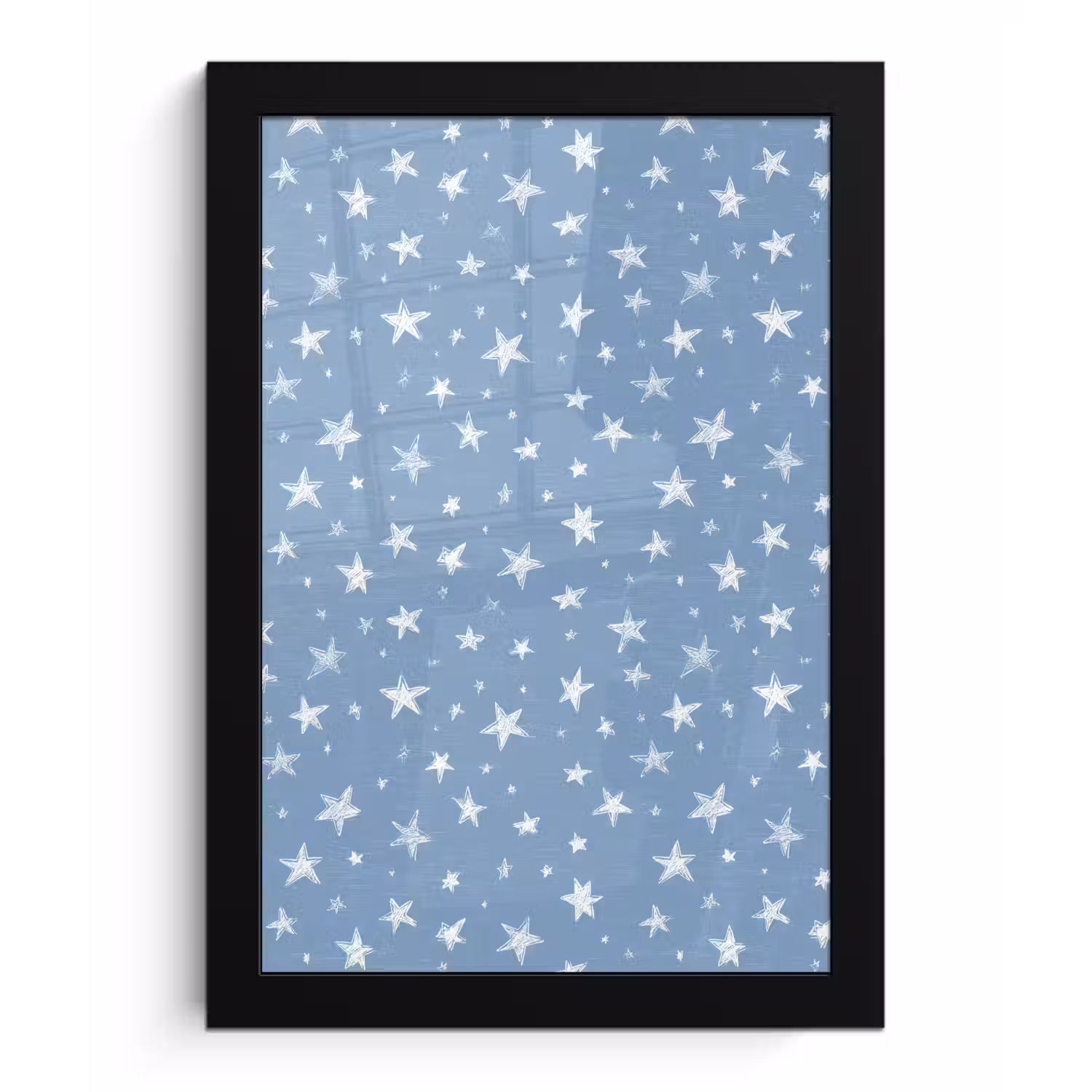 Sterretjes - Patroon - Blauw fotolijst zwart zonder passe partout klein 224 -3d