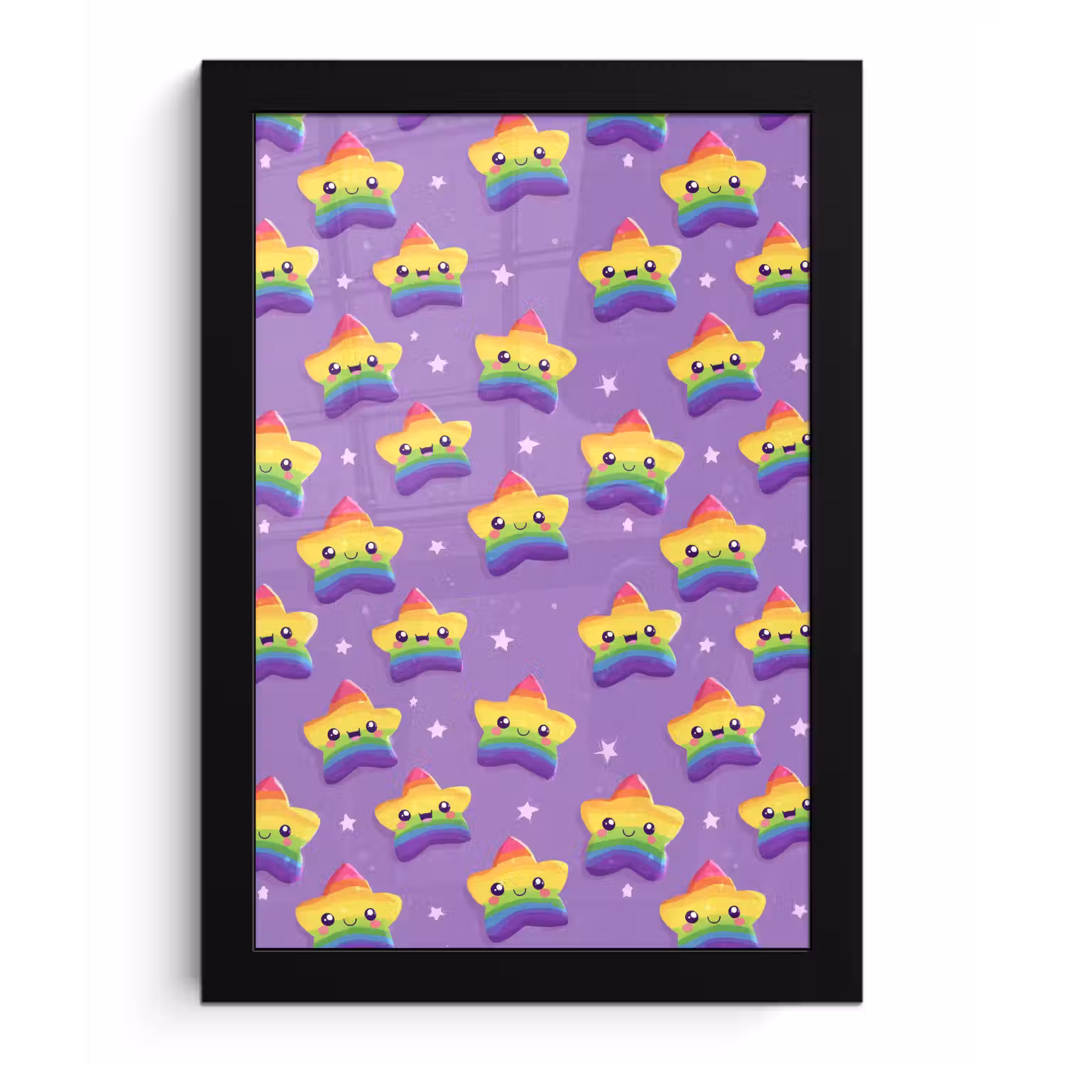 Sterren - Regenboog - Paars fotolijst zwart zonder passe partout klein 224 -3d