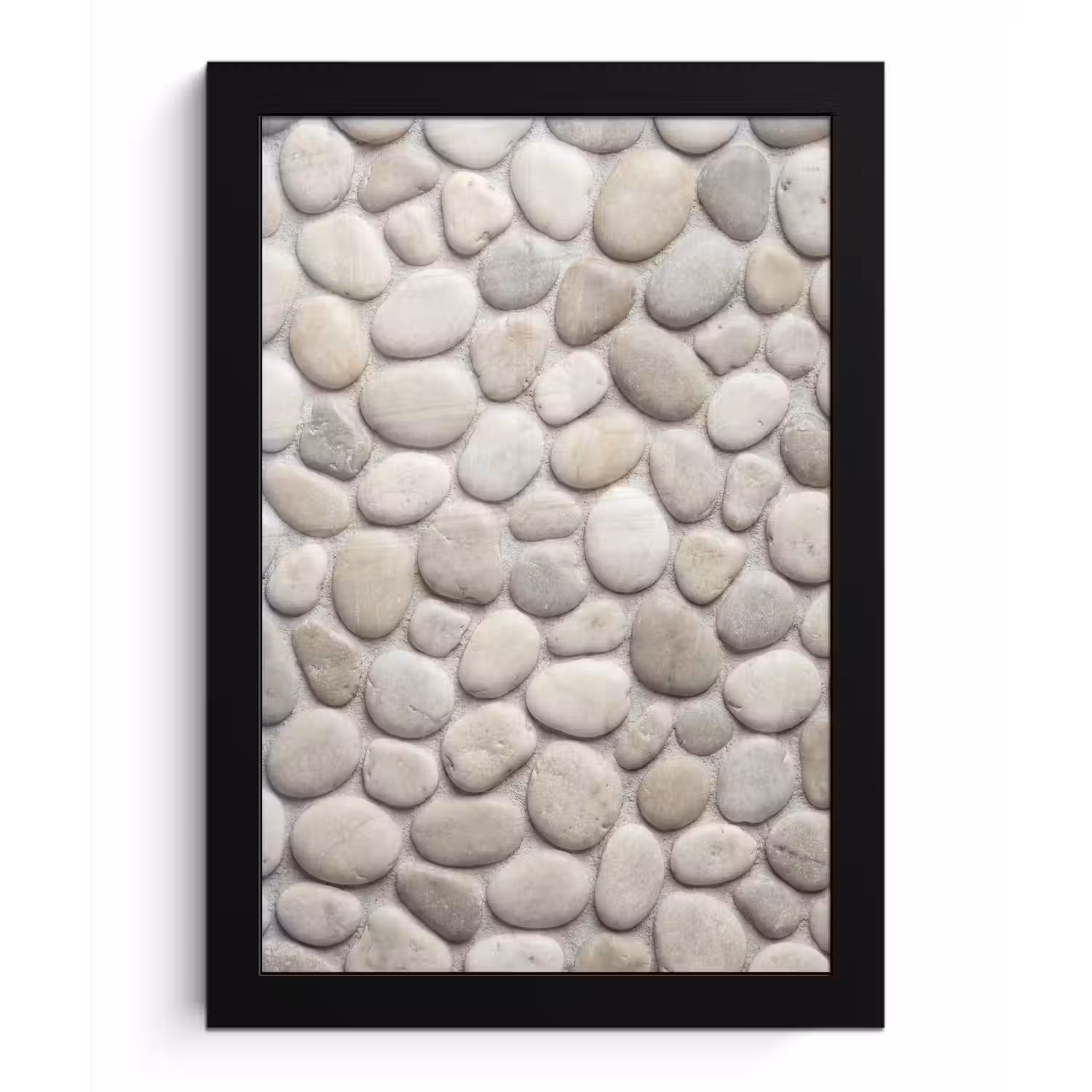 Steen - Kiezel - Natuur - Minimalistisch - Beige fotolijst zwart zonder passe partout klein -3d