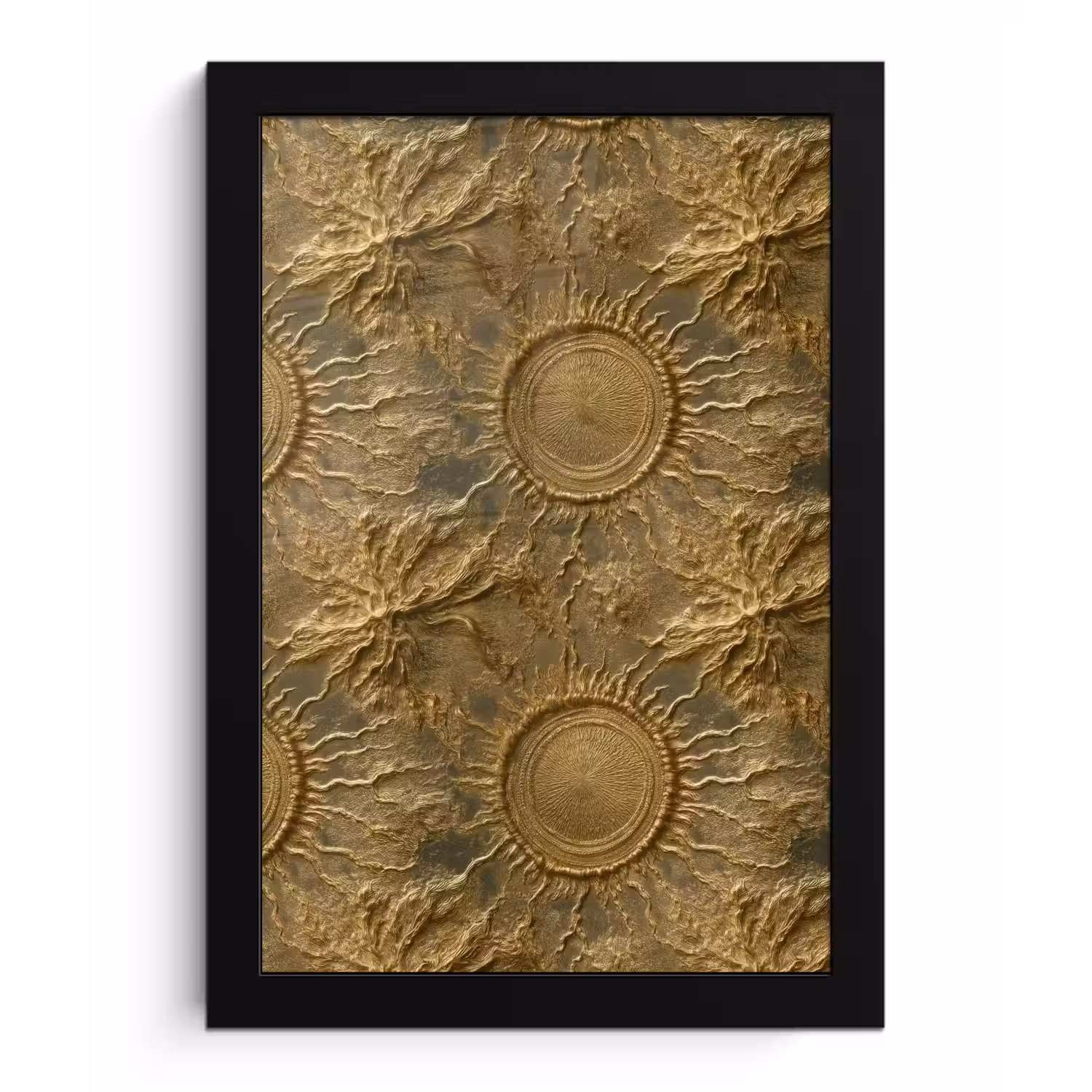 Zon - Reliëf - Antiek - Goud fotolijst zwart zonder passe partout klein 224 -3d