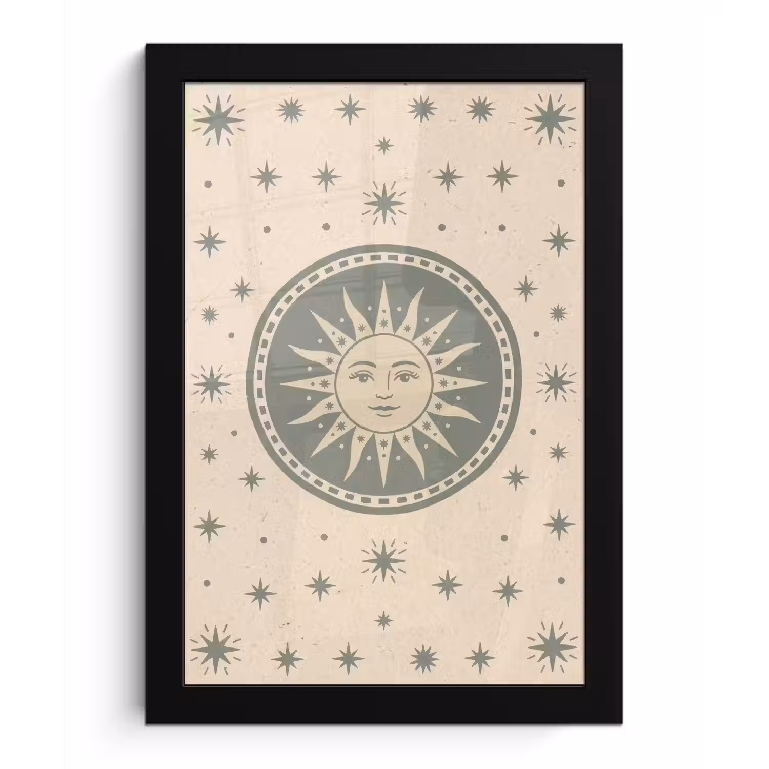 Zon - Sterren - Astrologie - Vintage - Groen fotolijst zwart zonder passe partout klein -3d