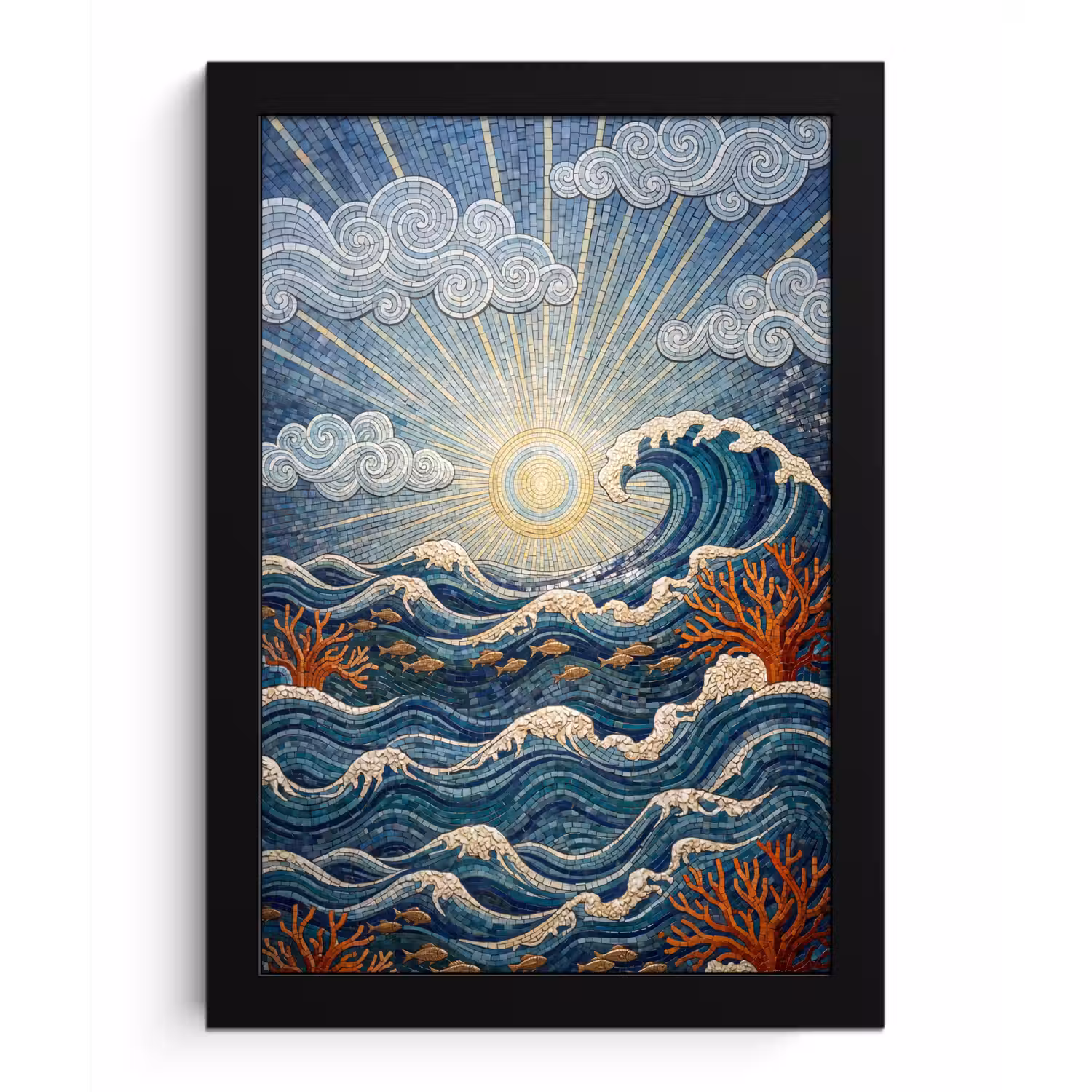 Onderwater - Koraal - Vis - Natuur - Kunst fotolijst zwart zonder passe partout klein -3d