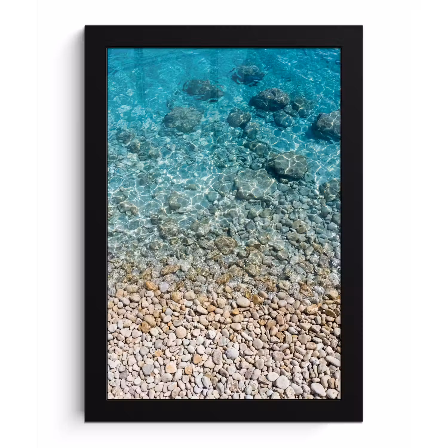 Water - Kiezels - Natuur - Levendig - Turkoois fotolijst zwart zonder passe partout klein -3d
