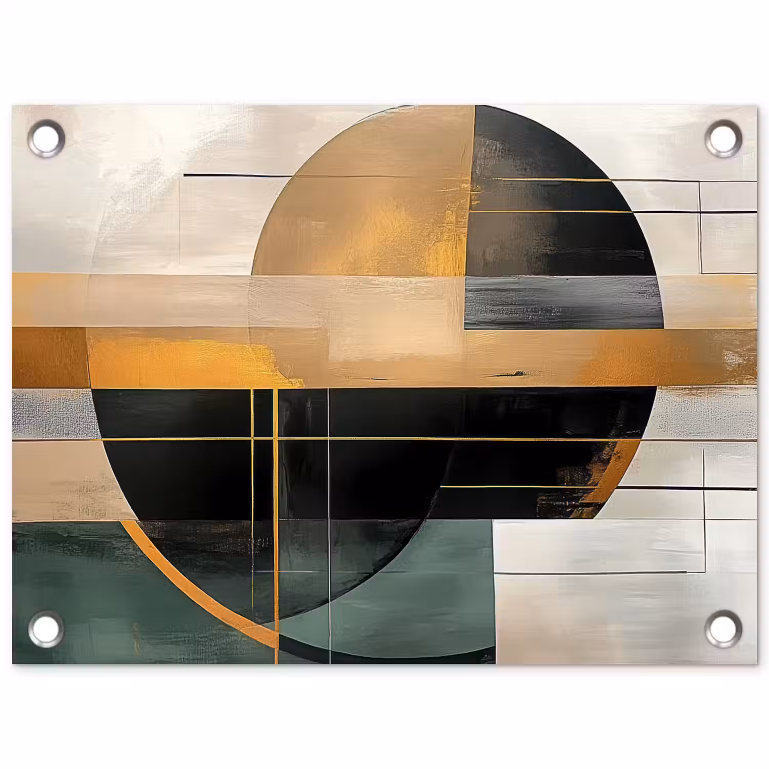 Abstract - Goud - Brons - Groen - Vormen - Modern tuinposter los doek klein -3d