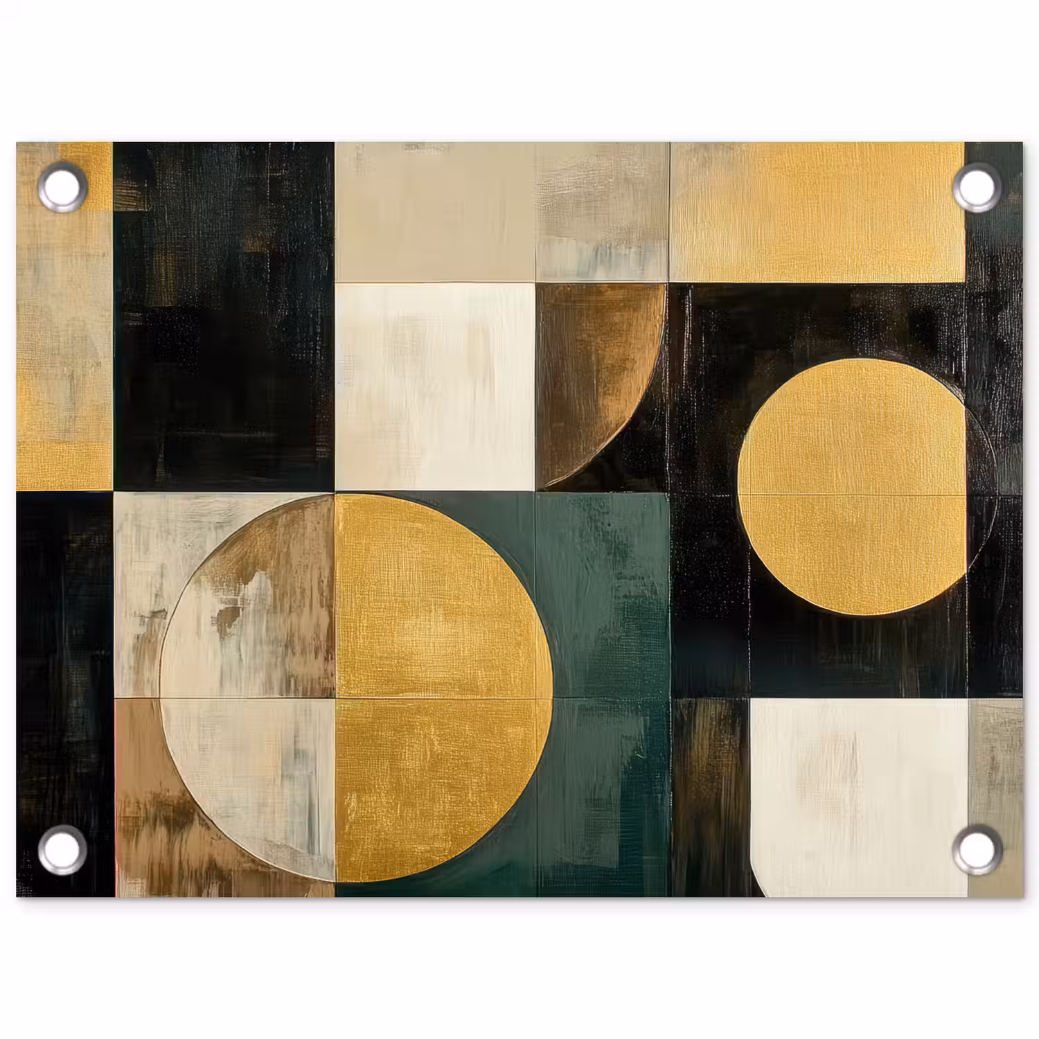 Abstract - Goud - Brons - Vormen - Geometrisch tuinposter los doek klein -3d