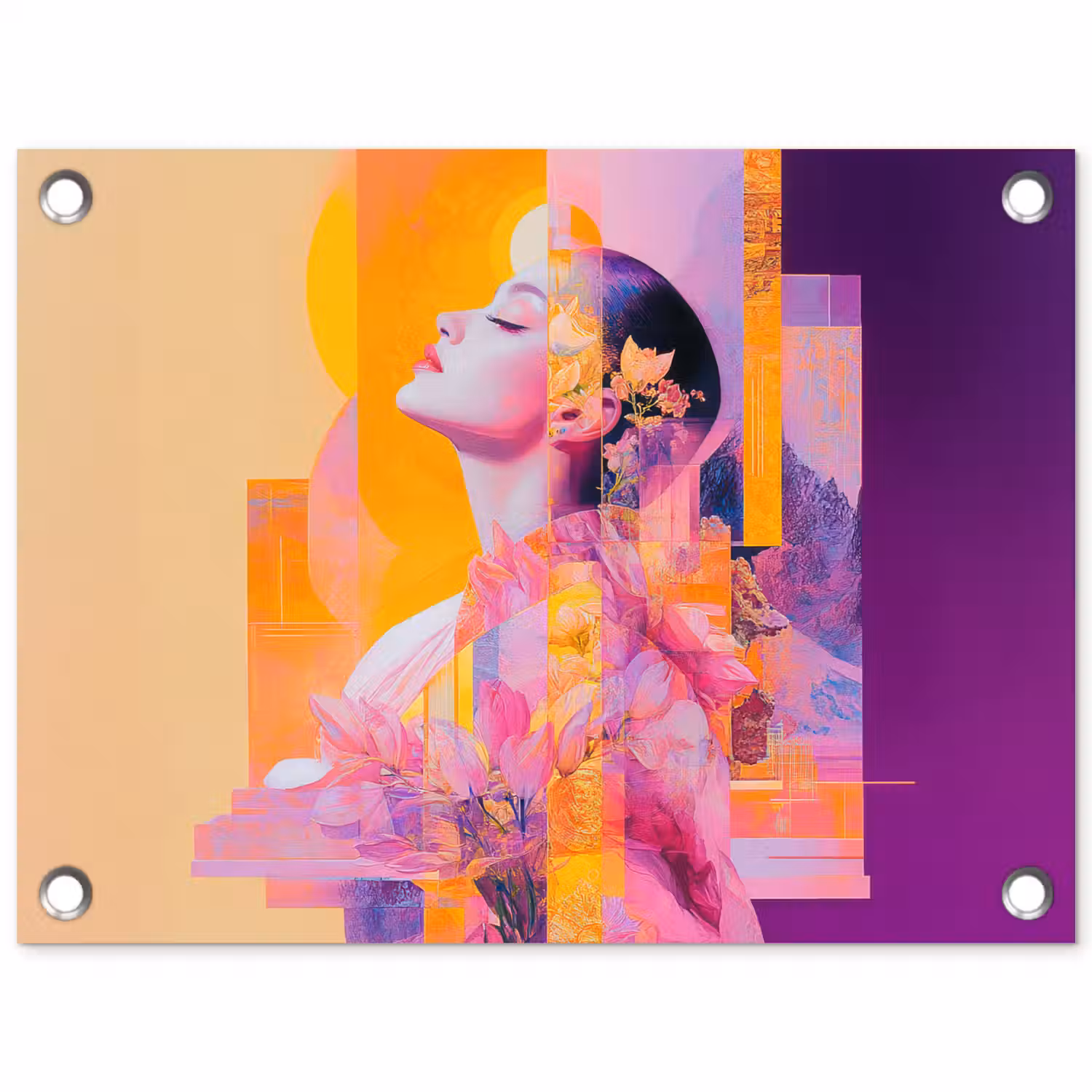 Abstract - Portret - Vrouw - Kleurrijk tuinposter los doek klein -3d
