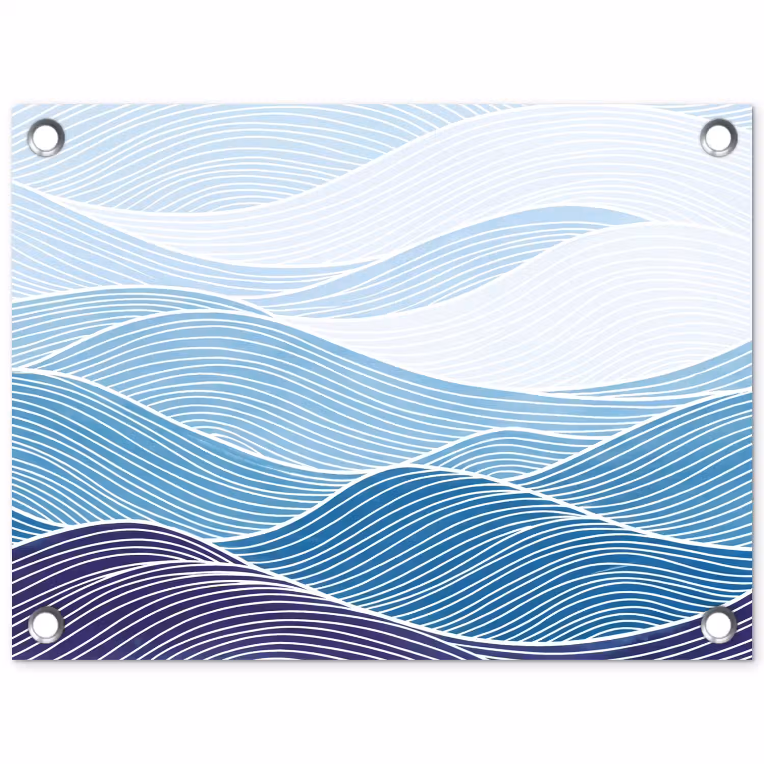 Abstract - Golven - Patroon - Blauw - Modern tuinposter los doek klein -3d