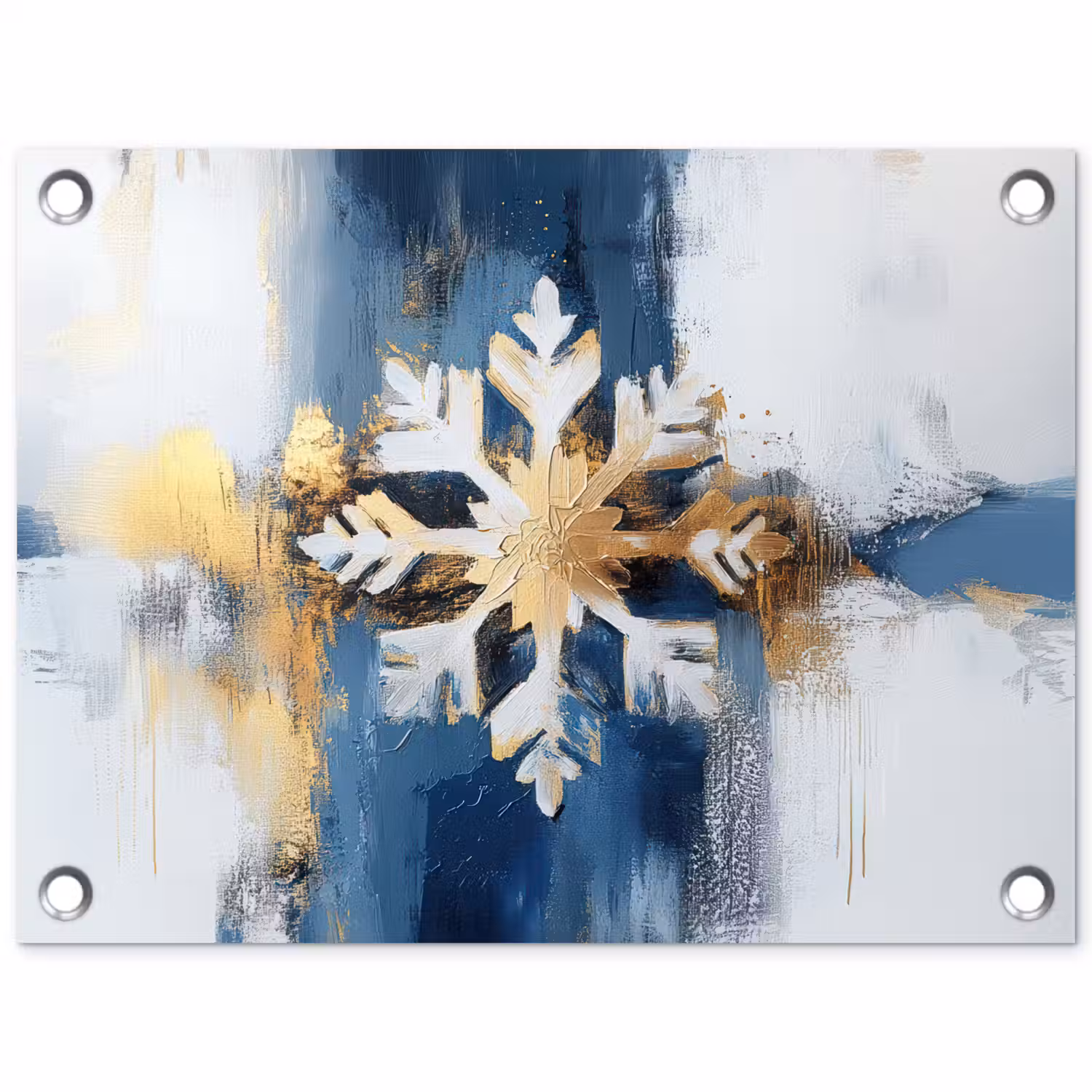 Abstract - Winter - Sneeuwvlok - Sneeuw - Goud tuinposter los doek klein -3d