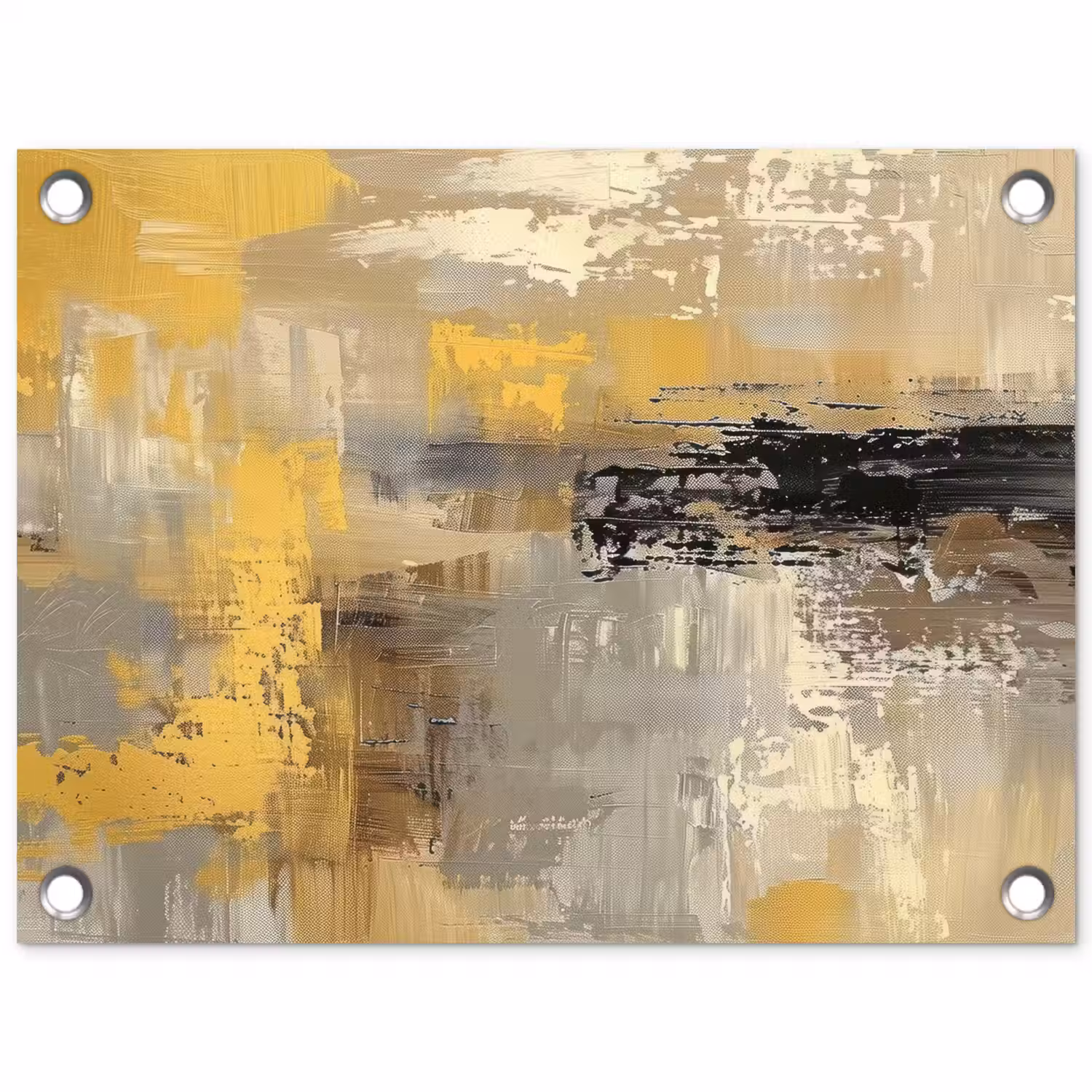 Abstract - Geel - Modern - Beige tuinposter los doek klein -3d