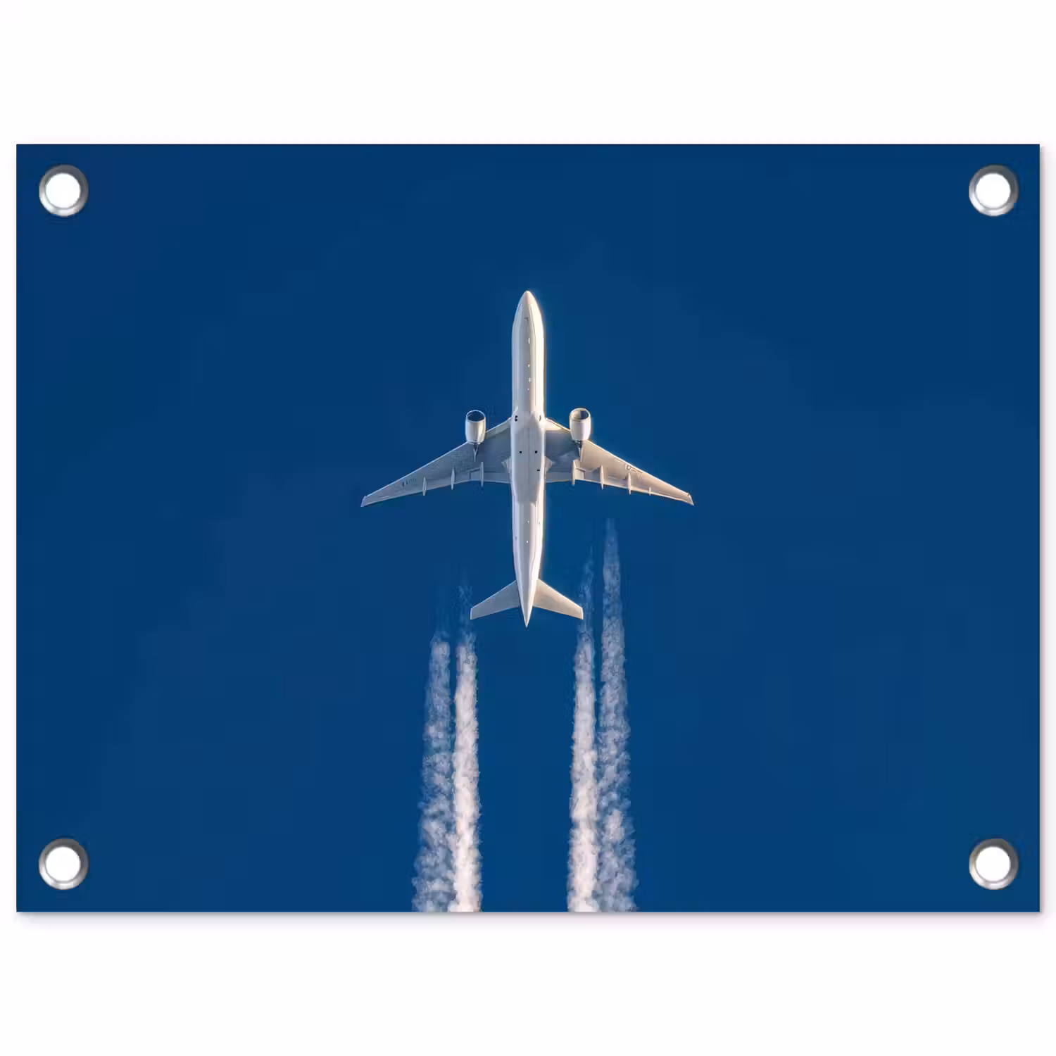 Vliegtuig - Lucht - Condensstrepen - Wit tuinposter los doek klein -3d