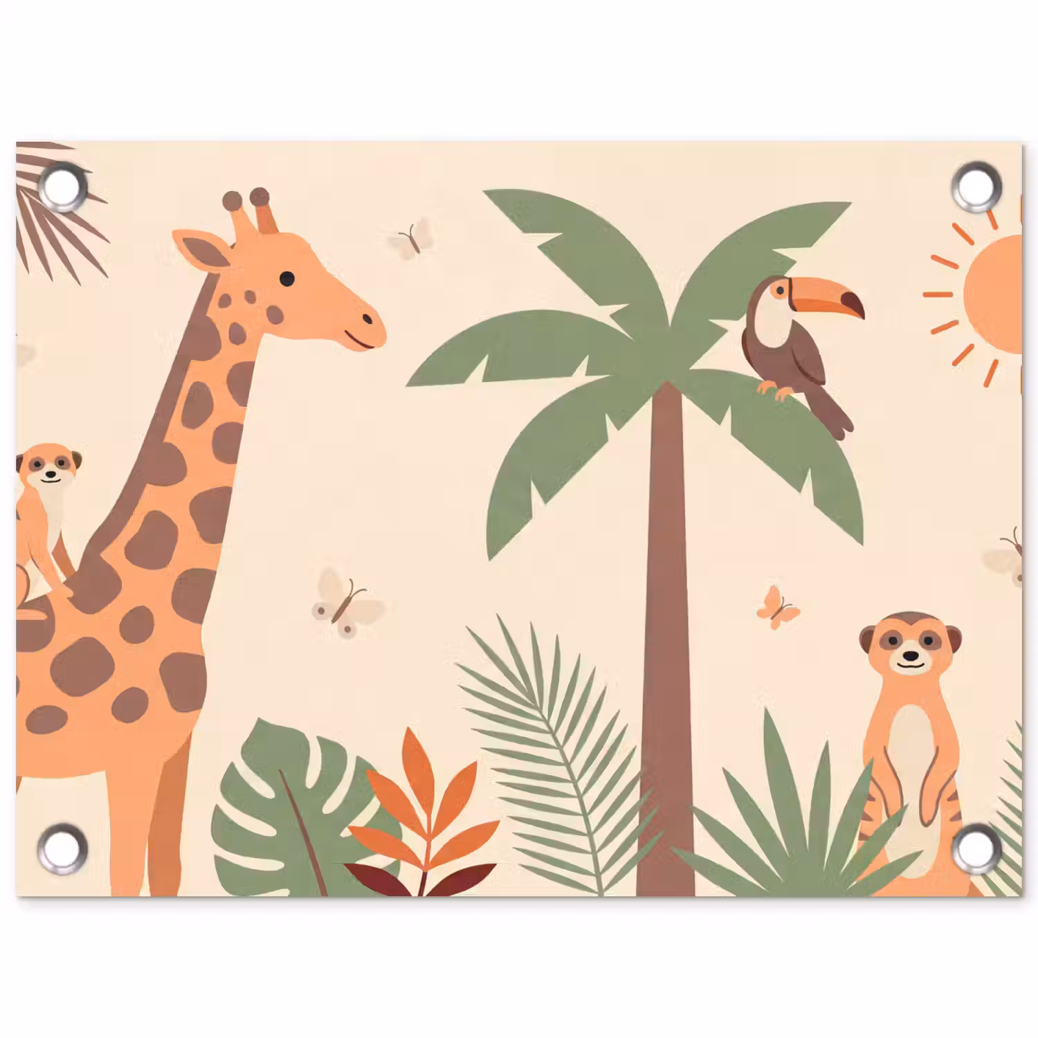 Dieren - Tropisch - Safari - Kleurrijk tuinposter los doek klein -3d