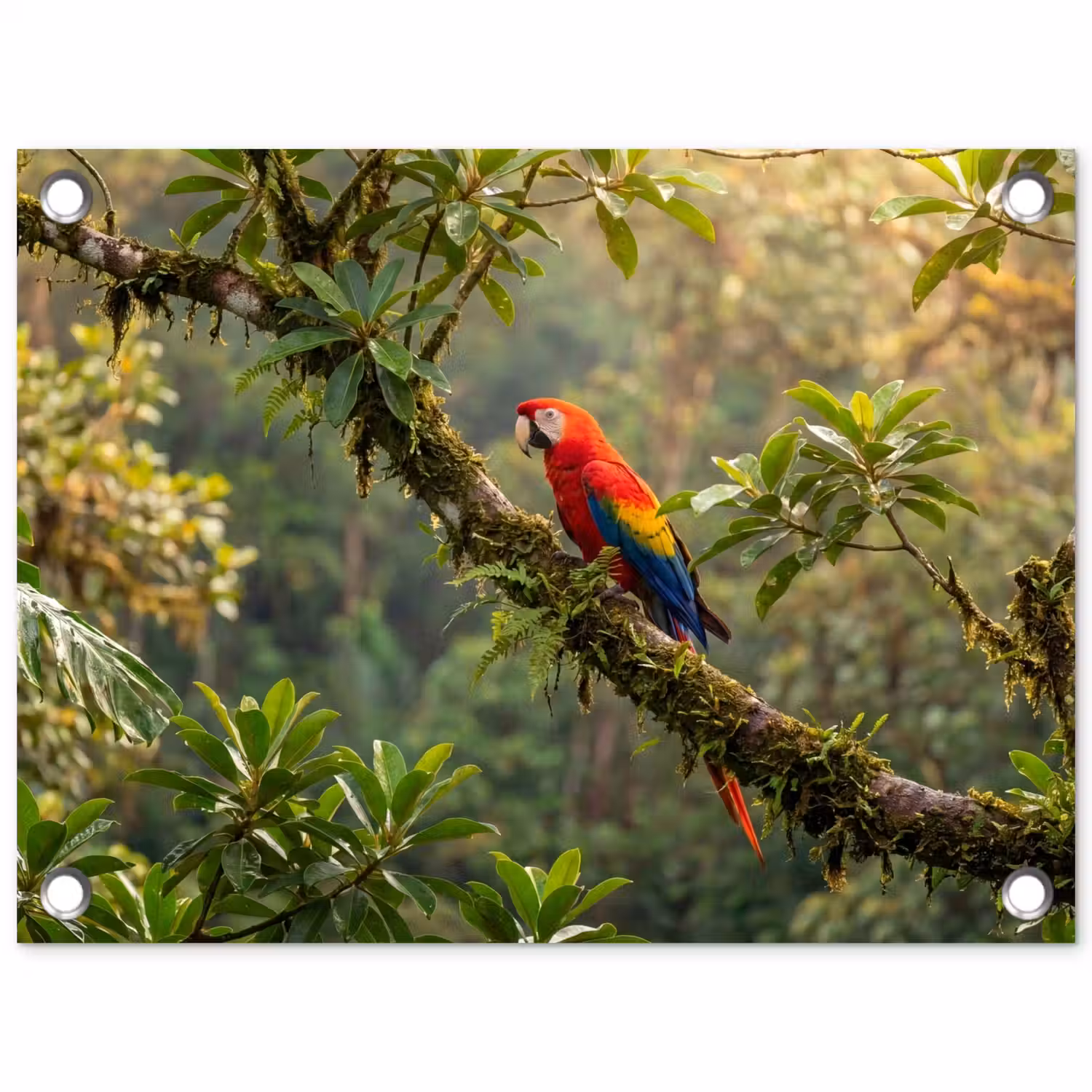 Ara - Jungle - Rood tuinposter los doek klein -3d