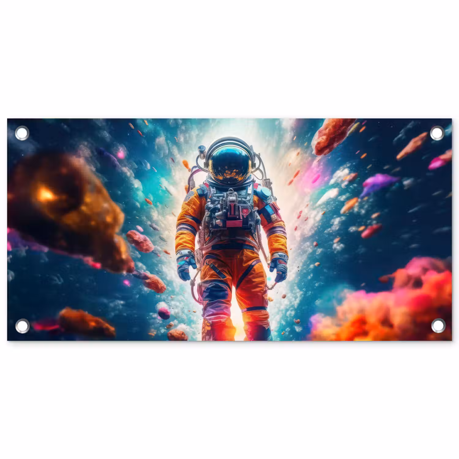 Astronaut - Neon - Meteoriet - Neon tuinposter los doek klein -3d