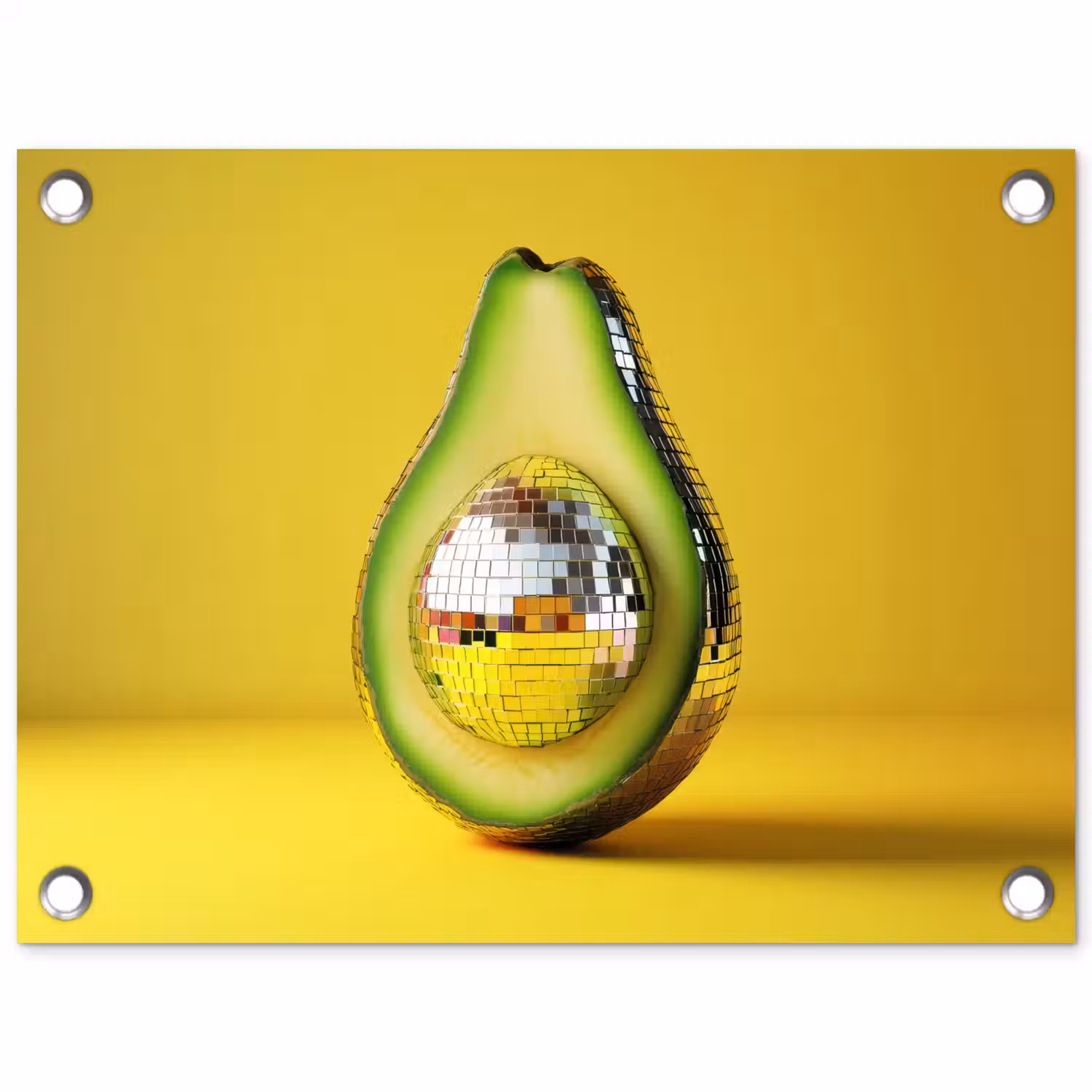 Avocado - Discobal - Geel - Glitter tuinposter los doek klein -3d