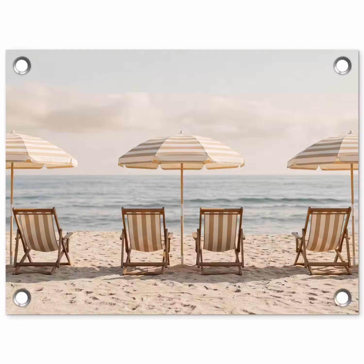 Strand - Stoelen - Parasol tuinposter los doek klein -3d