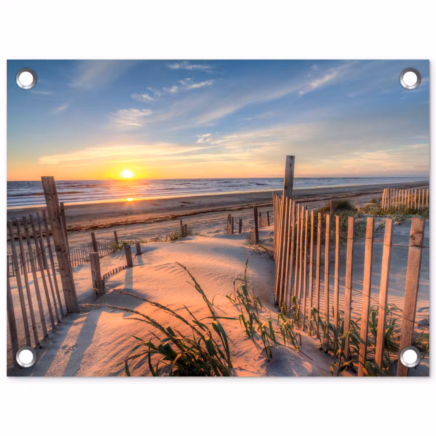 Strand - Zee - Duin - Zonsondergang - Landschap tuinposter los doek klein -3d