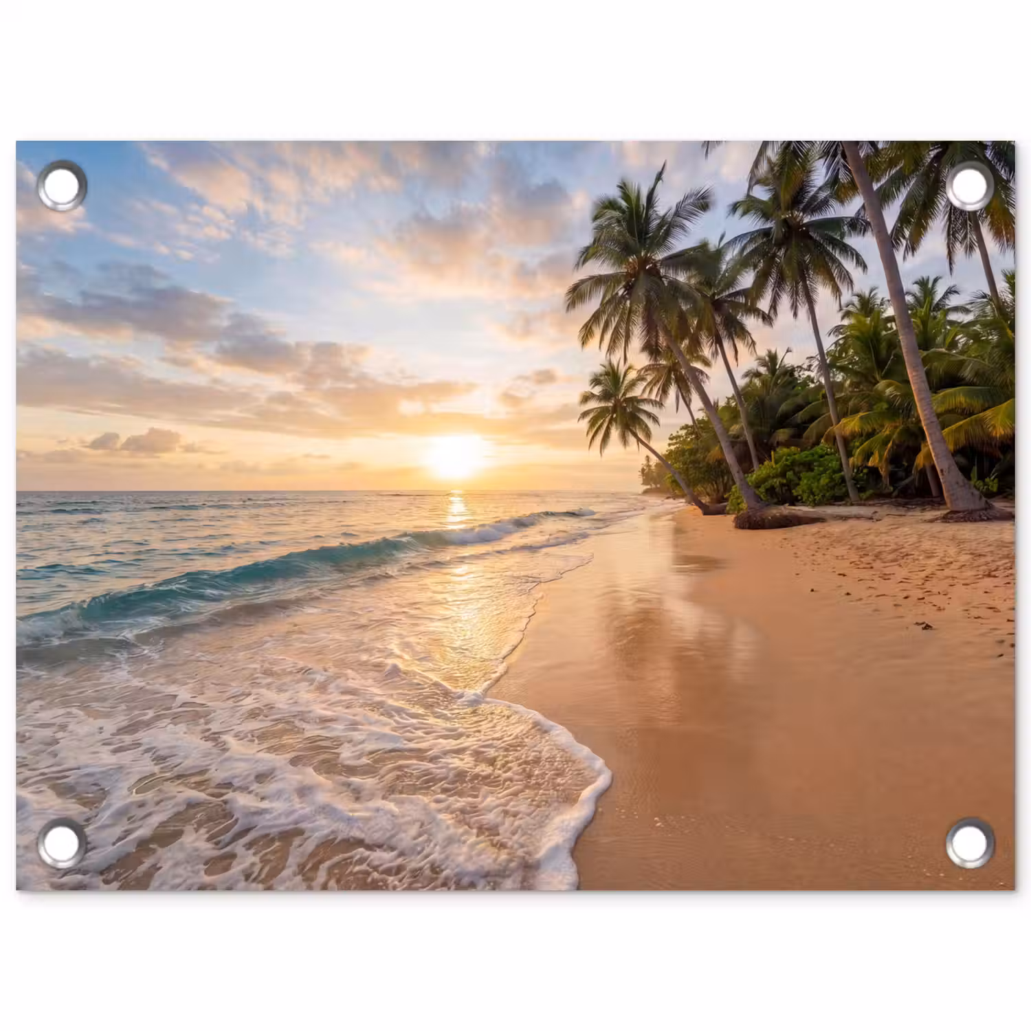 Strand - Zonsondergang - Tropisch - Natuur - Goud tuinposter los doek klein -3d