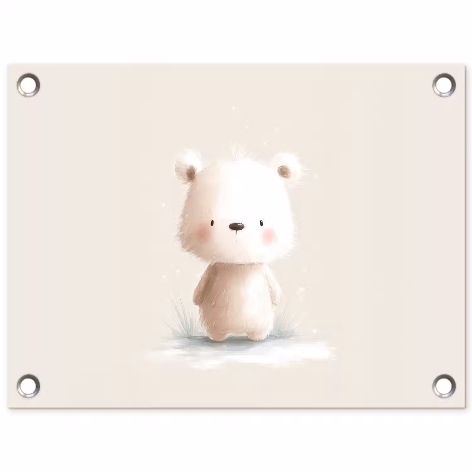 Beertje - Sneeuwvlokje - Wit - Pluizig tuinposter los doek klein -3d
