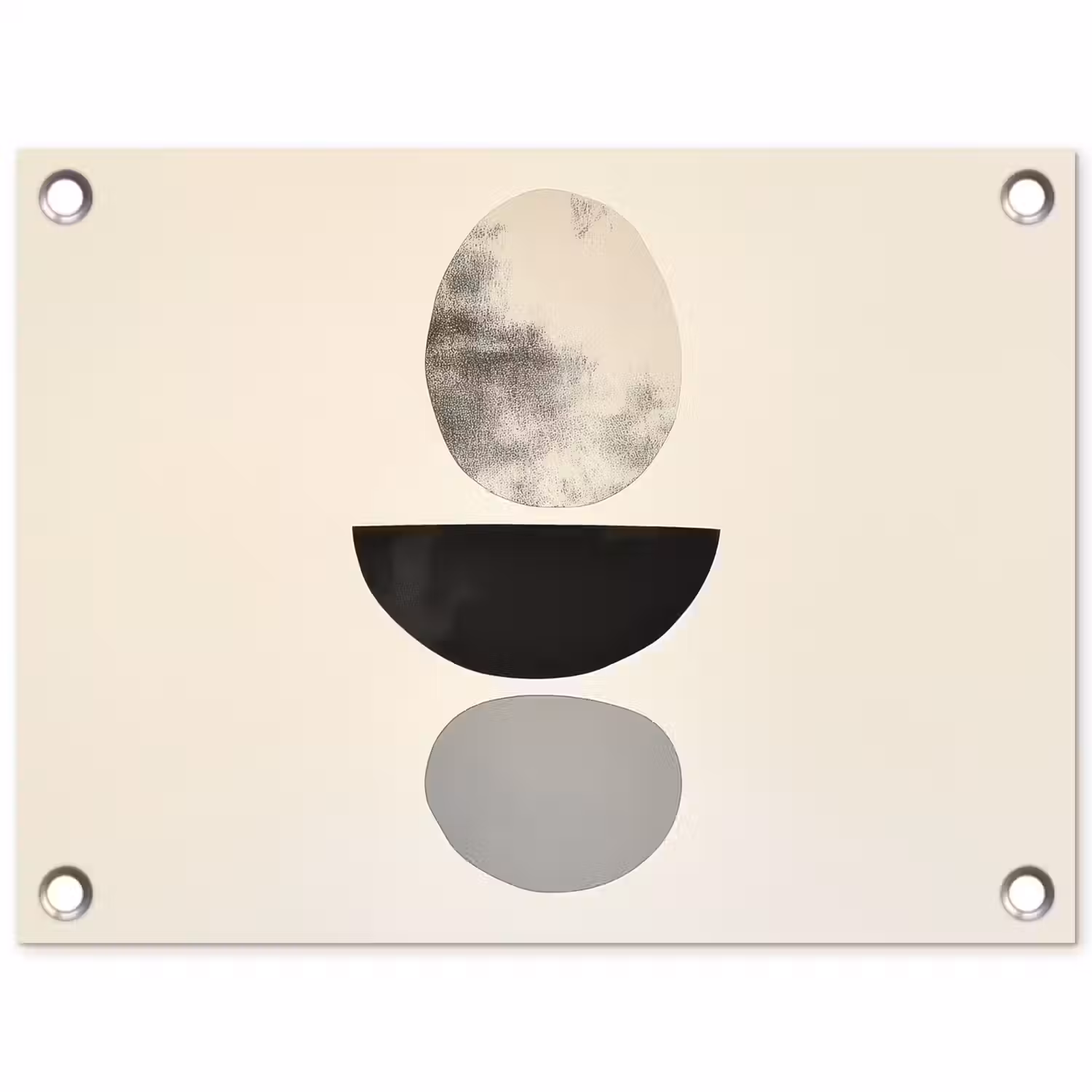 Beige - Japandi - Wabi sabi tuinposter los doek klein -3d