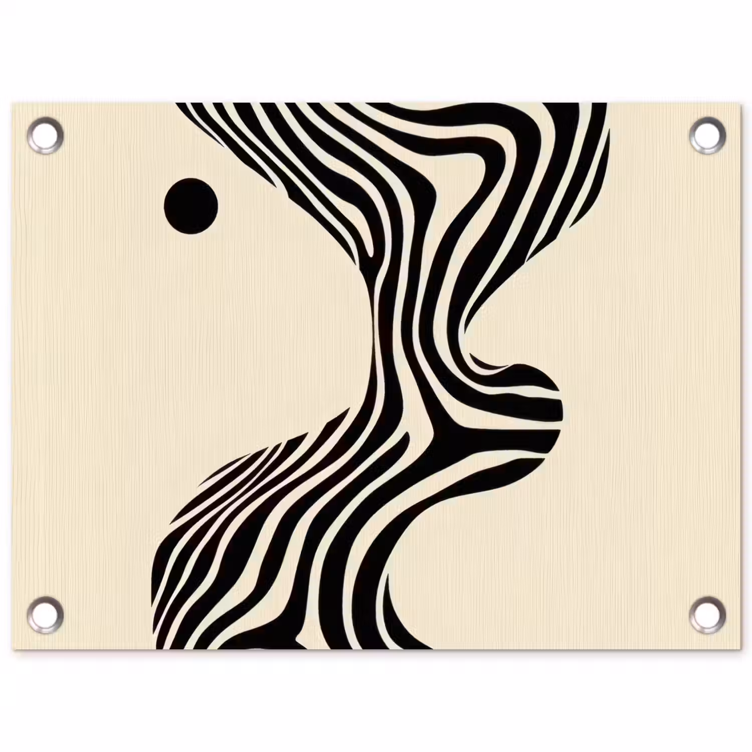 Beige - Lijnen - Golvend - Abstract tuinposter los doek klein -3d