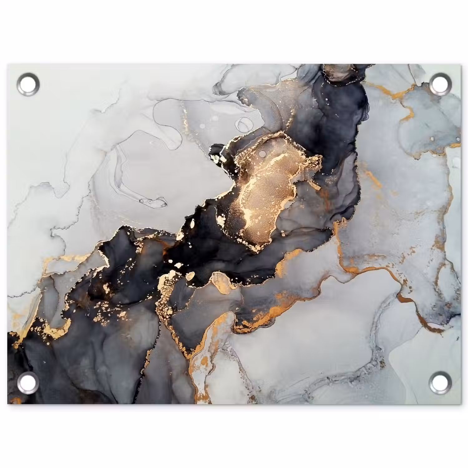 Zwart - Marmer - Luxe - Goud tuinposter los doek klein -3d