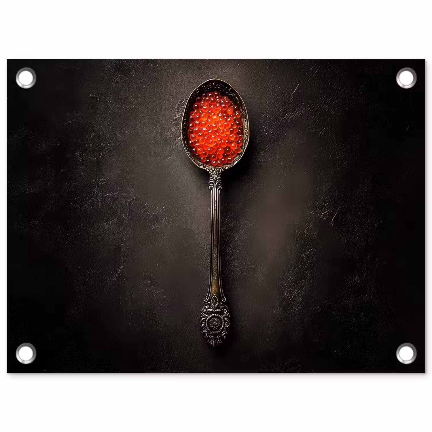 Zwart - Lepel - Caviar tuinposter los doek klein -3d