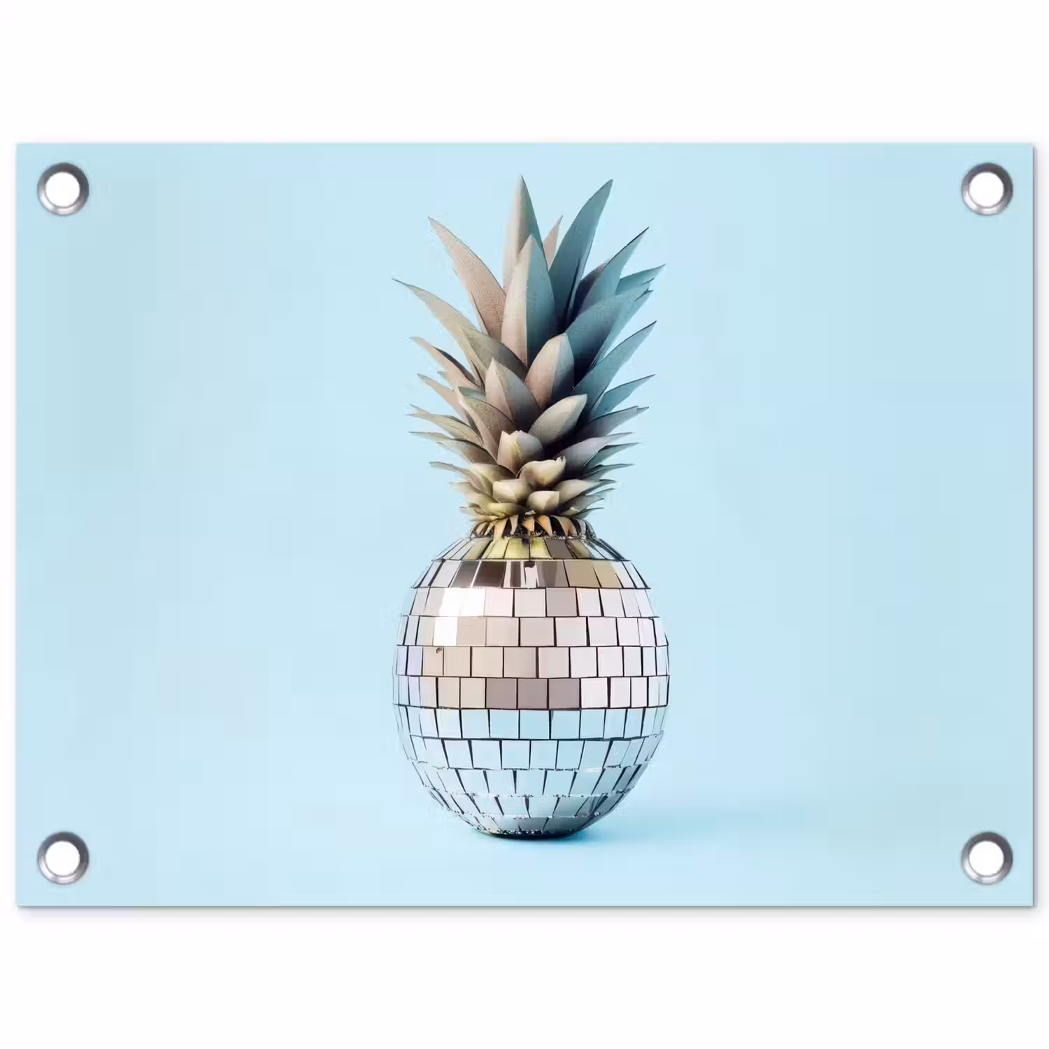 Blauw - Ananas - Disco - Discobal tuinposter los doek klein -3d