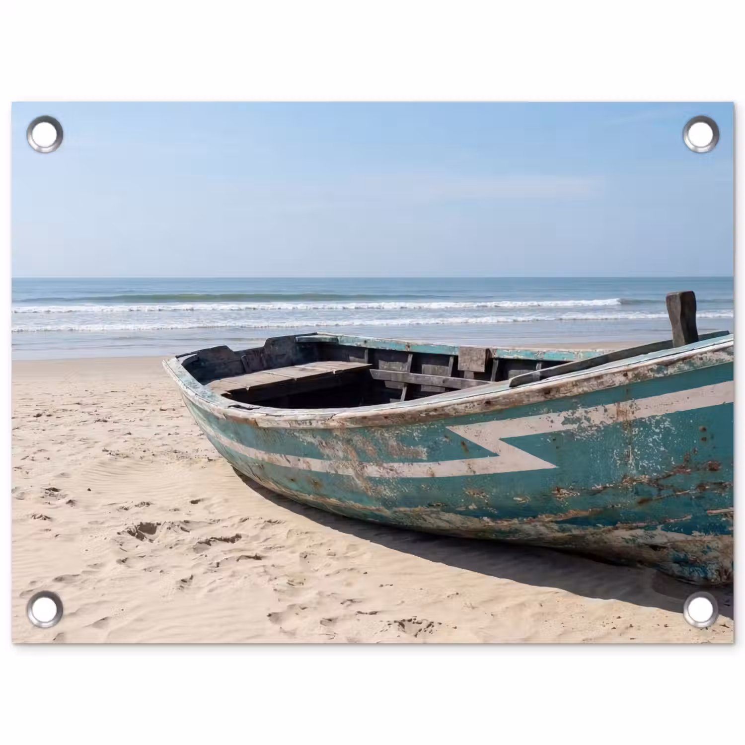 Boot - Zandstrand - Zee tuinposter los doek klein -3d