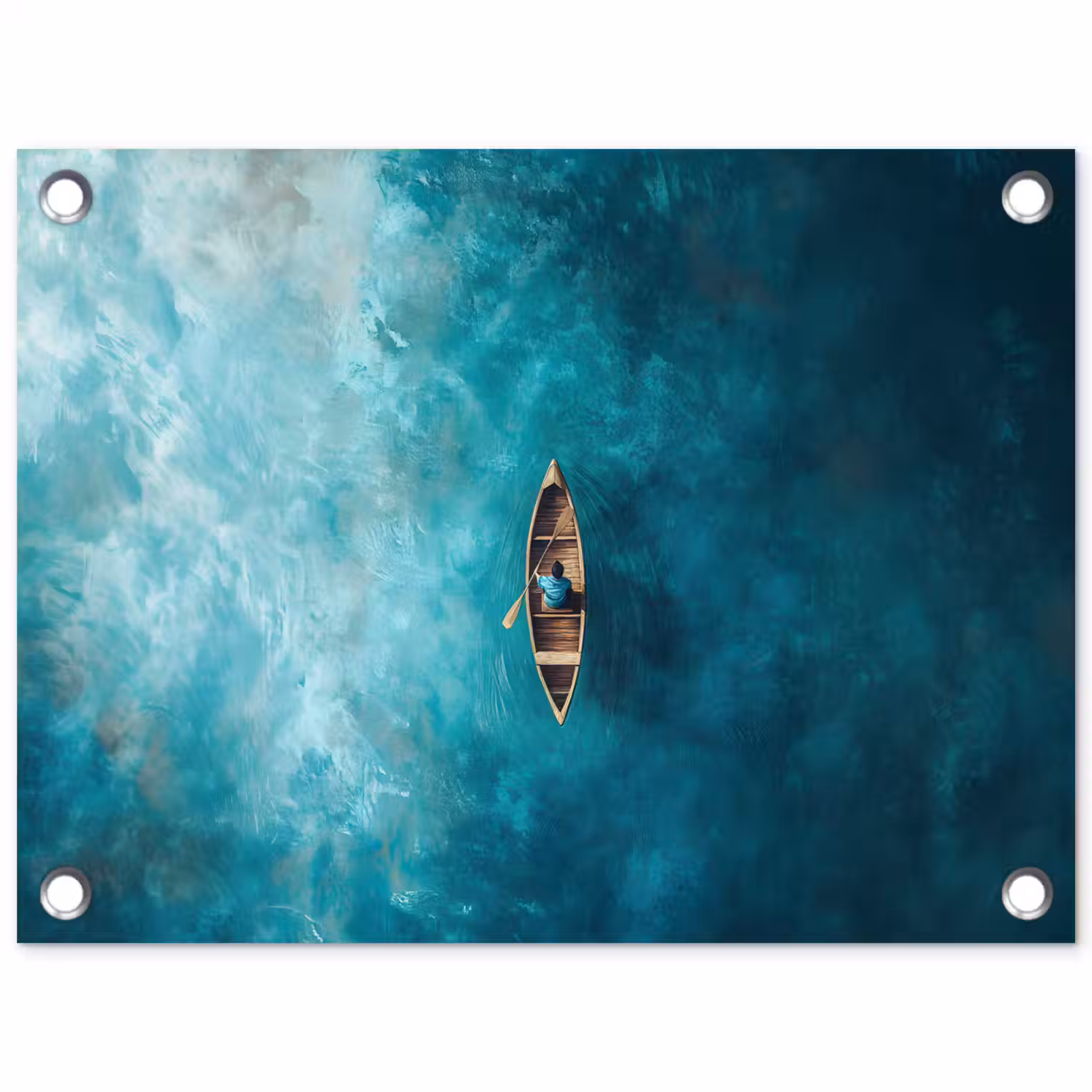 Bootje - Water - Blauw tuinposter los doek klein -3d