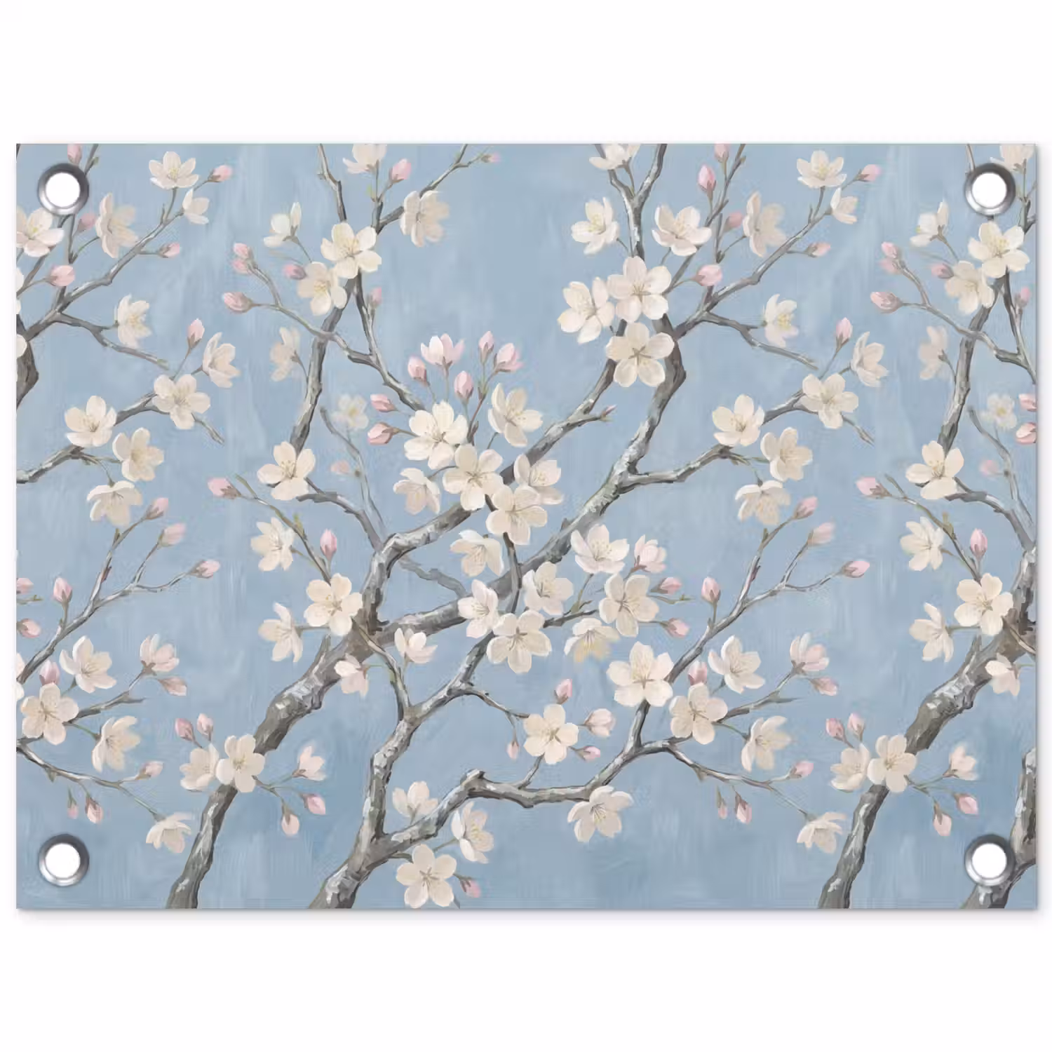 Takken - Kersenbloesem - Blauw tuinposter los doek klein -3d