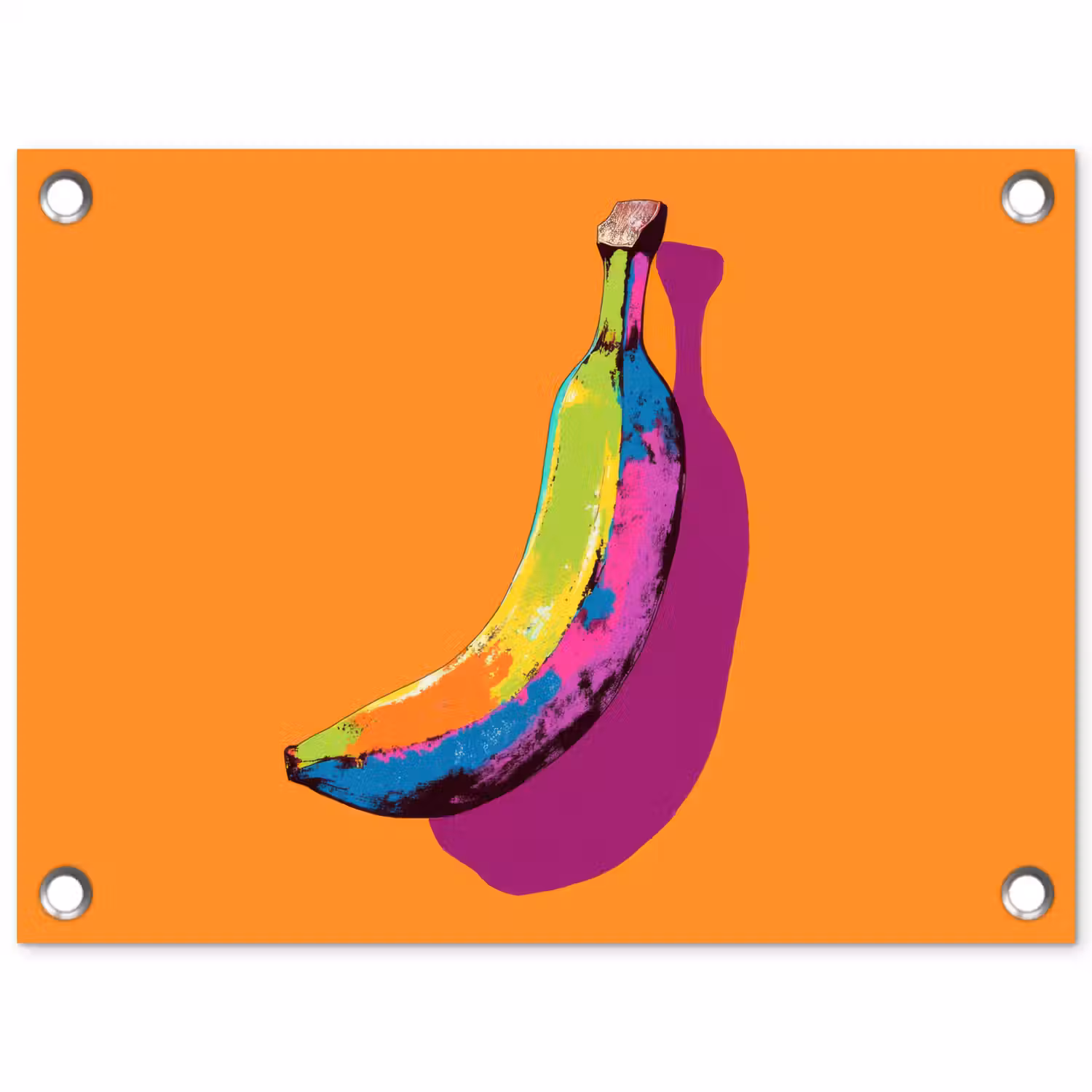 Felle kleuren - Banaan - popart tuinposter los doek klein -3d