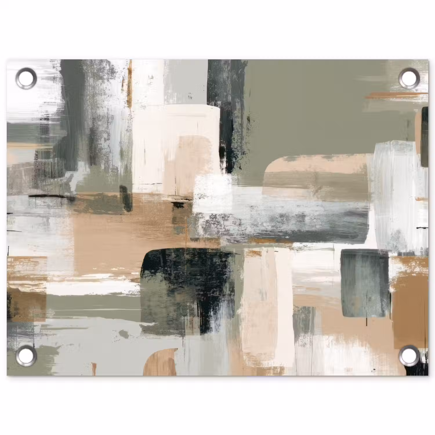 Penseelstreken - Abstract - Aardetinten tuinposter los doek klein -3d