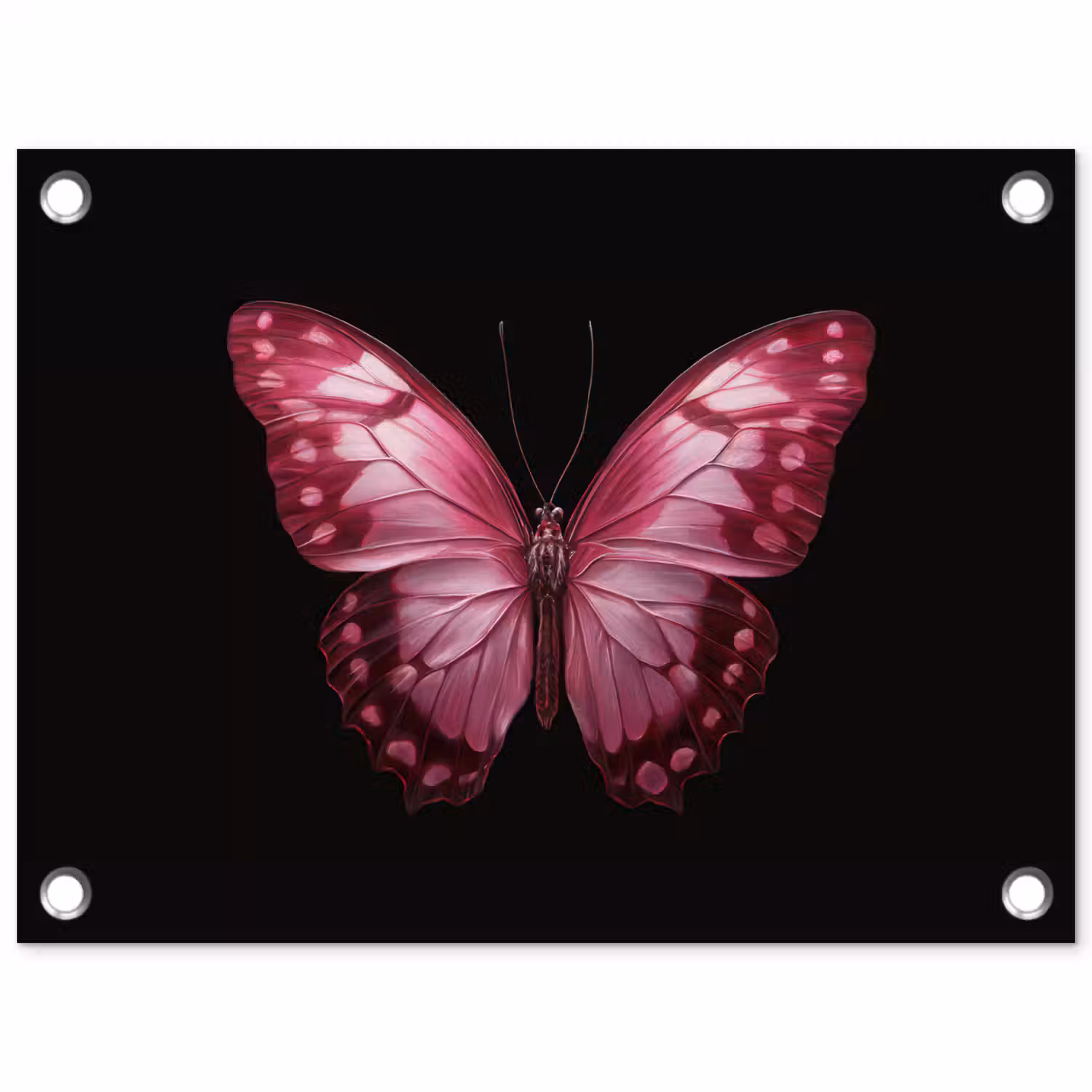 Vlinder - Fuchsia - Grafisch tuinposter los doek klein -3d