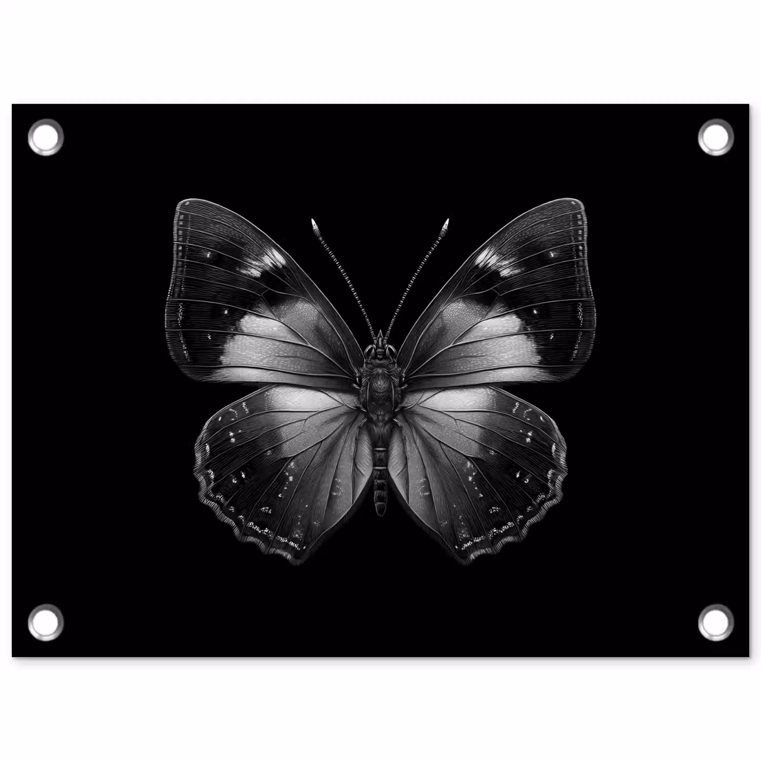 Vlinder - Grijs - Mysterieus tuinposter los doek klein -3d