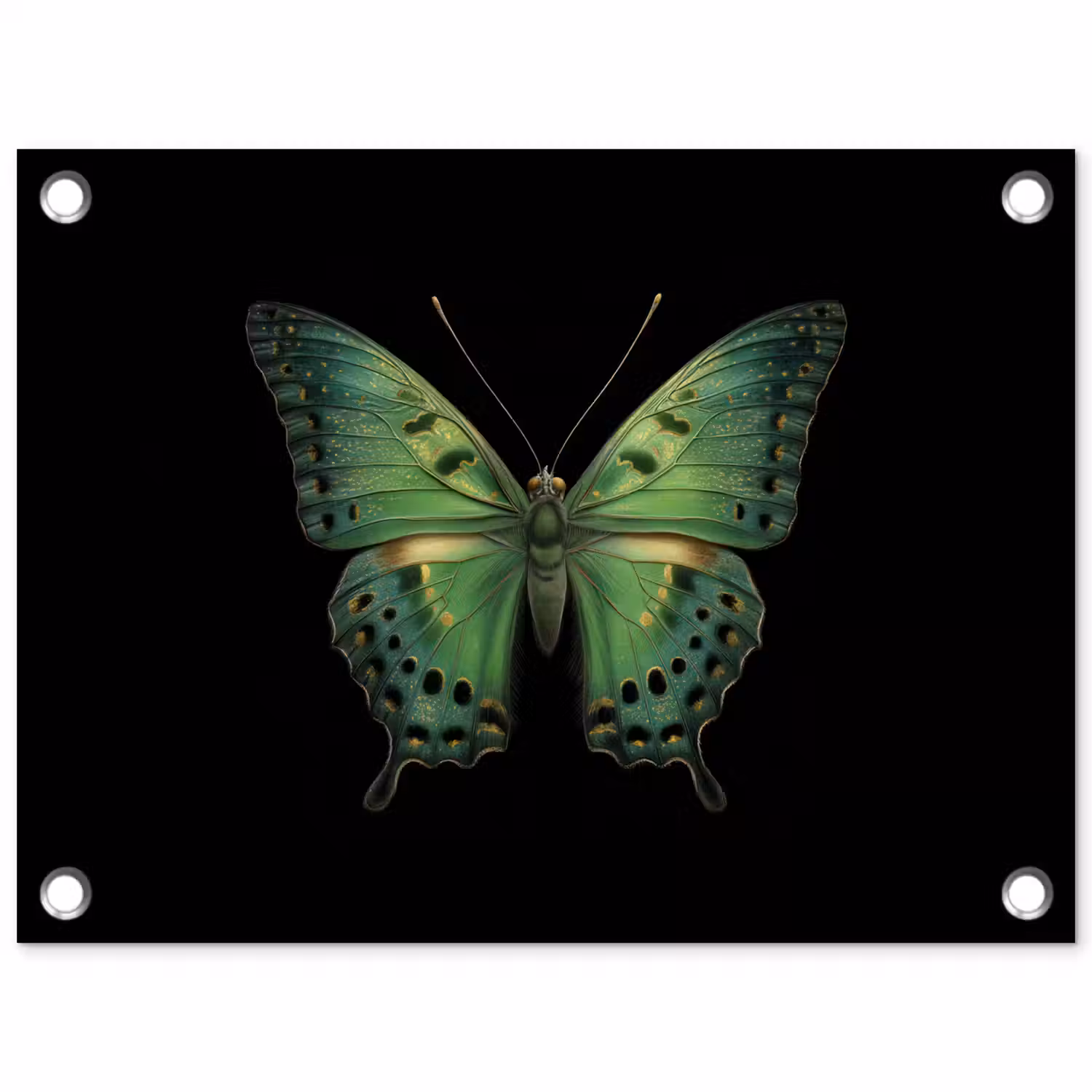 Vlinder - Groen - Diepte tuinposter los doek klein -3d