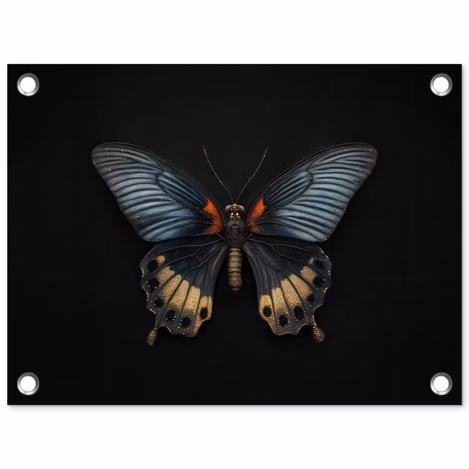 Vlinder - Metaalachtig - Geometrisch patroon tuinposter los doek klein -3d
