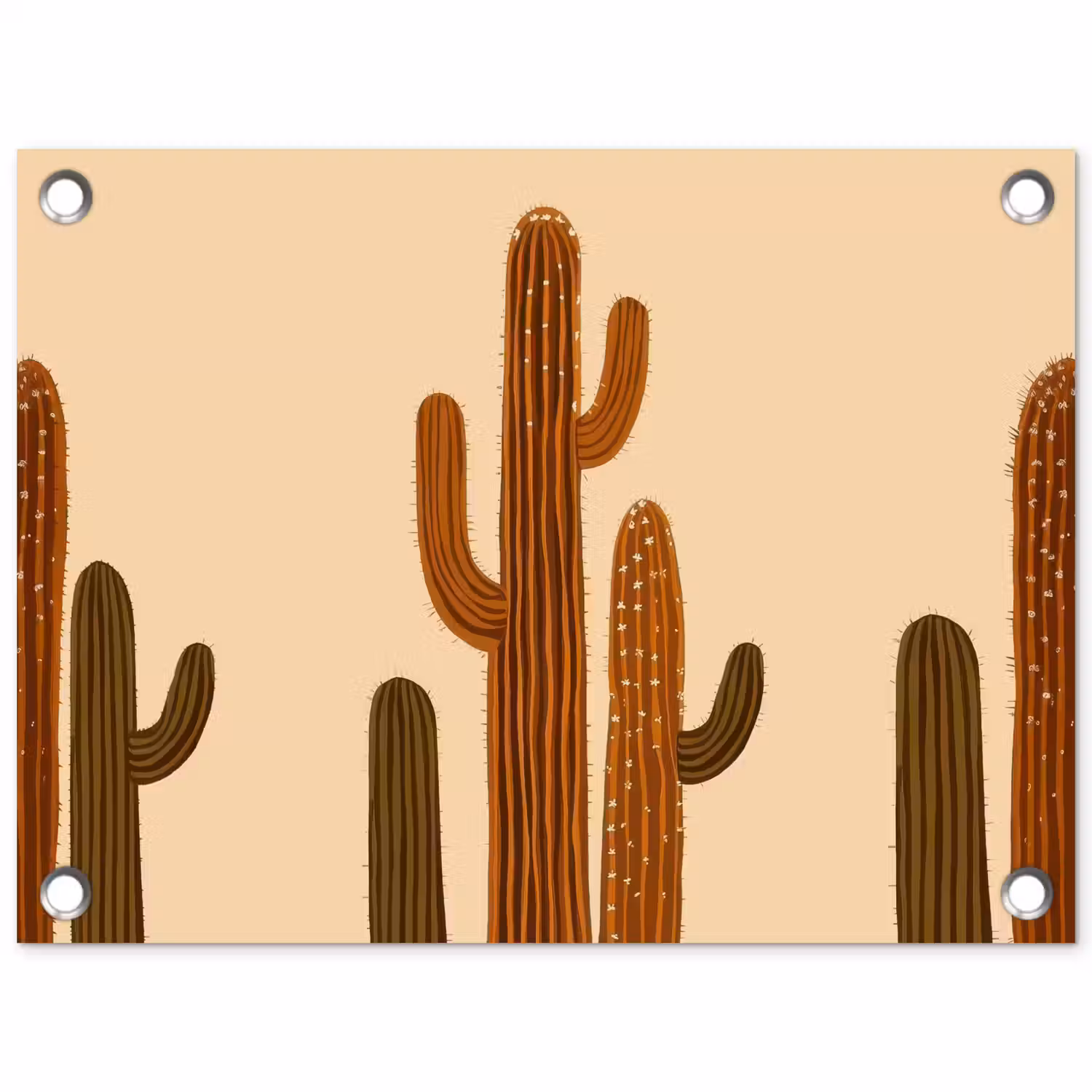 Cactus - Woestijn - Zand - Bruin tuinposter los doek klein -3d