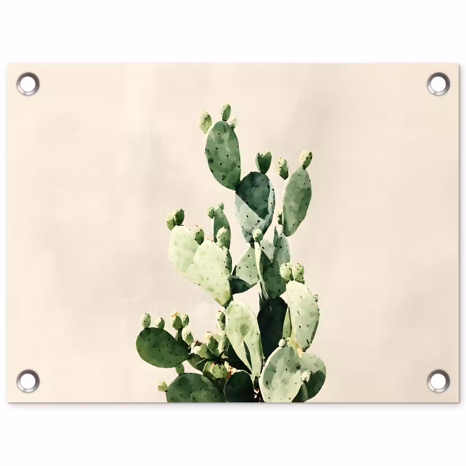 Cactus - Groen - Minimalistisch tuinposter los doek klein -3d