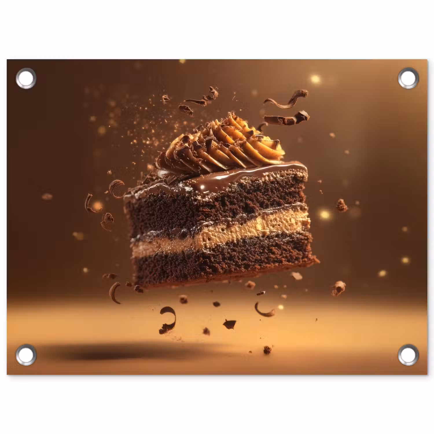 Taart - Chocolade - Eten - Brownie tuinposter los doek klein -3d