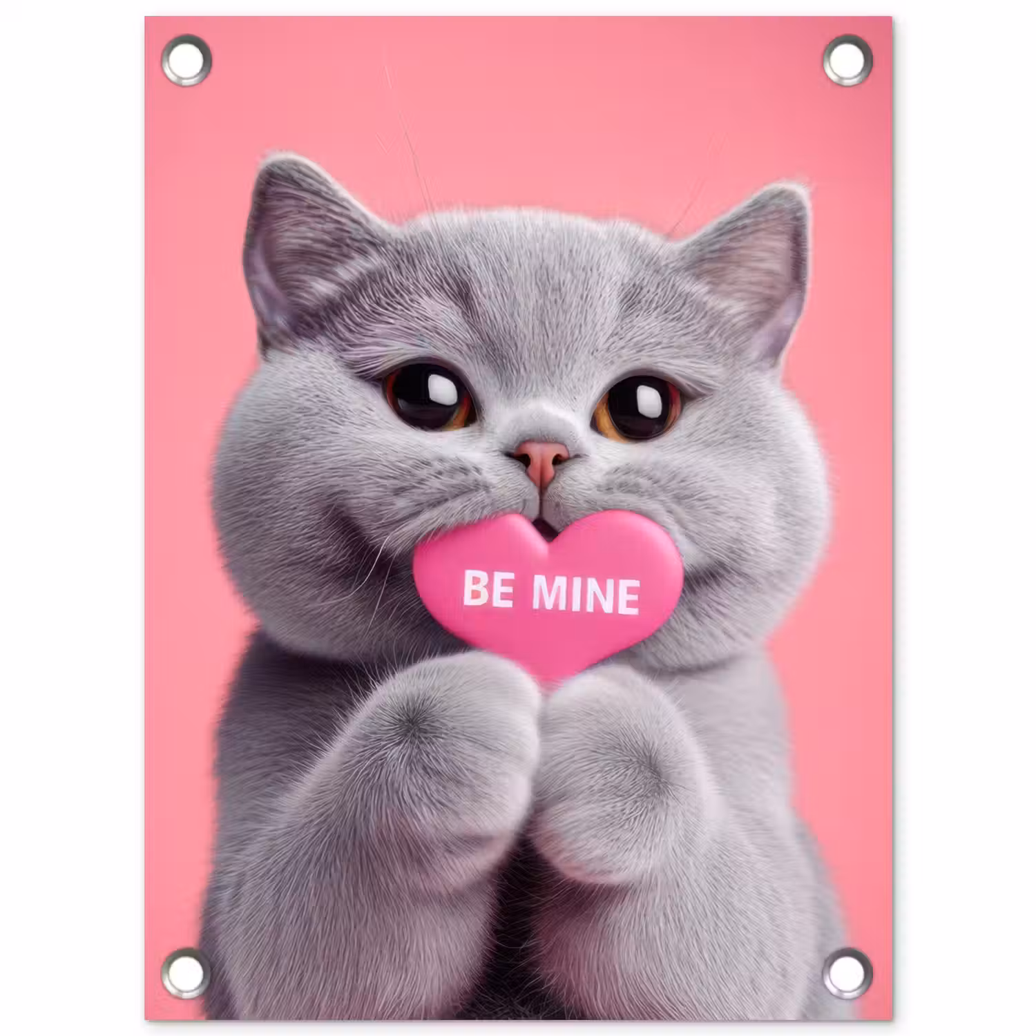 Kat - Valentijn - Roze - Liefde tuinposter los doek klein -3d