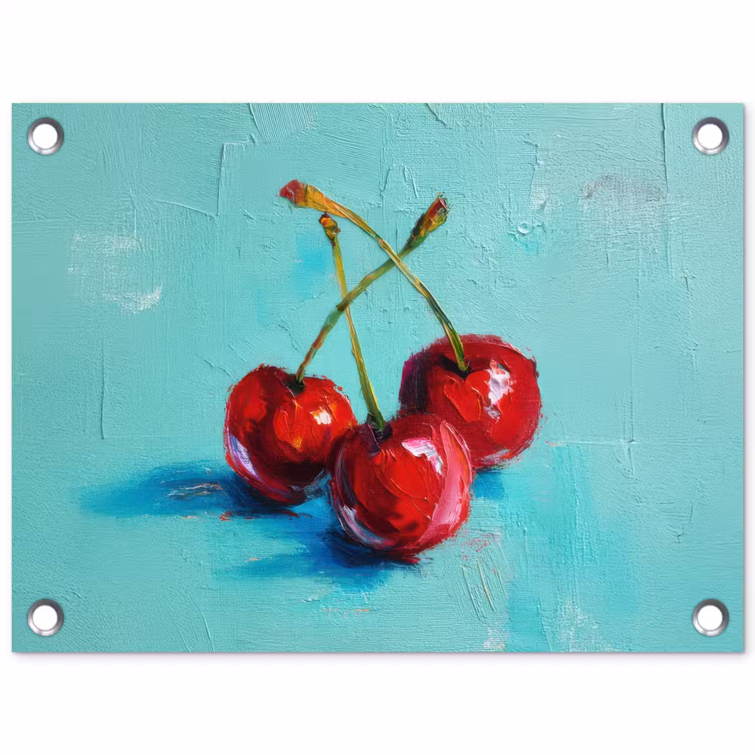 Kersen - Rood - Drie - Geverfd tuinposter los doek klein -3d